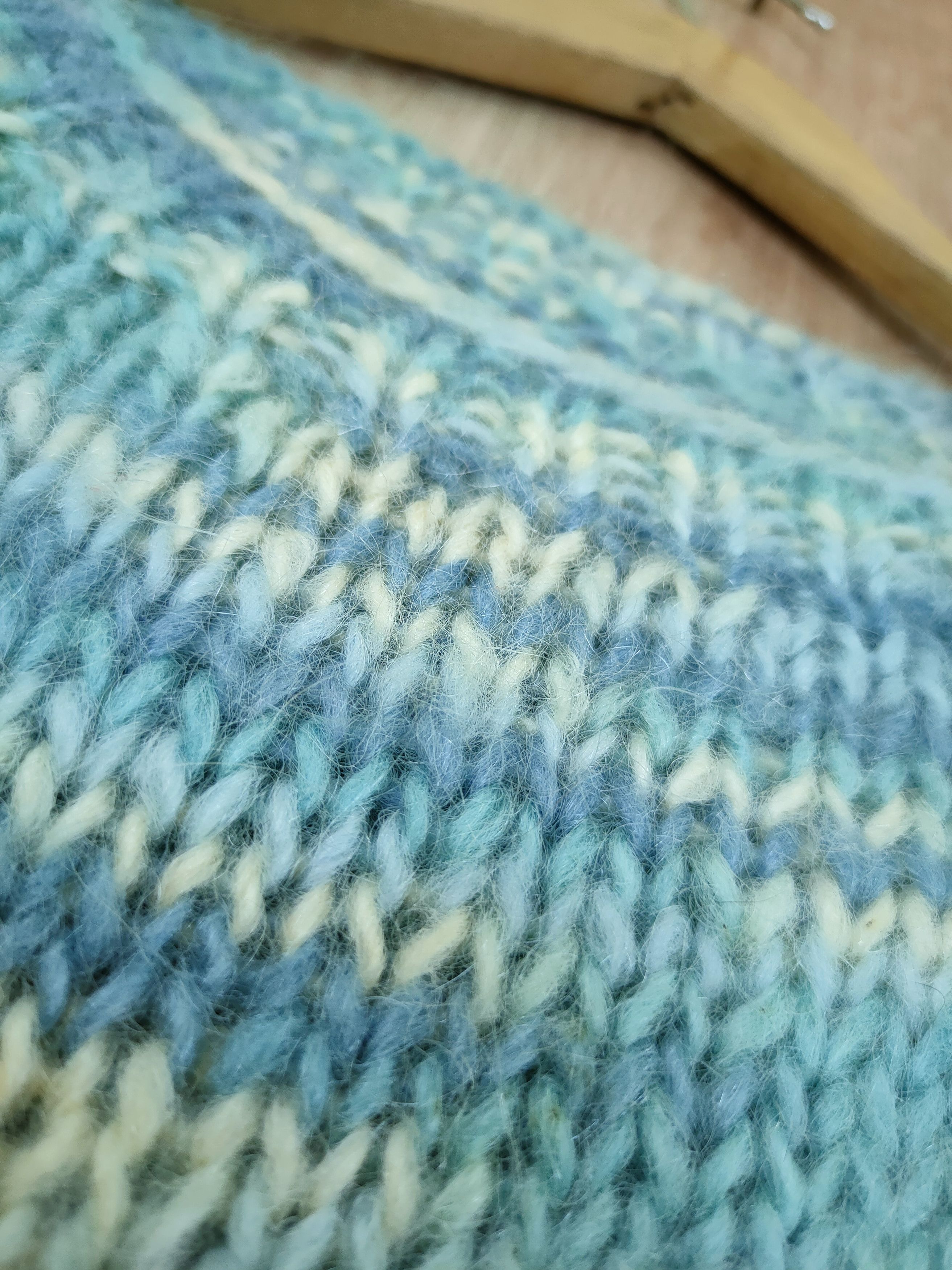 Handmade DLL Handmade vintage cable knitwear mohair blue #46-574 Size US M / EU 48-50 / 2 - 5 Thumbnail