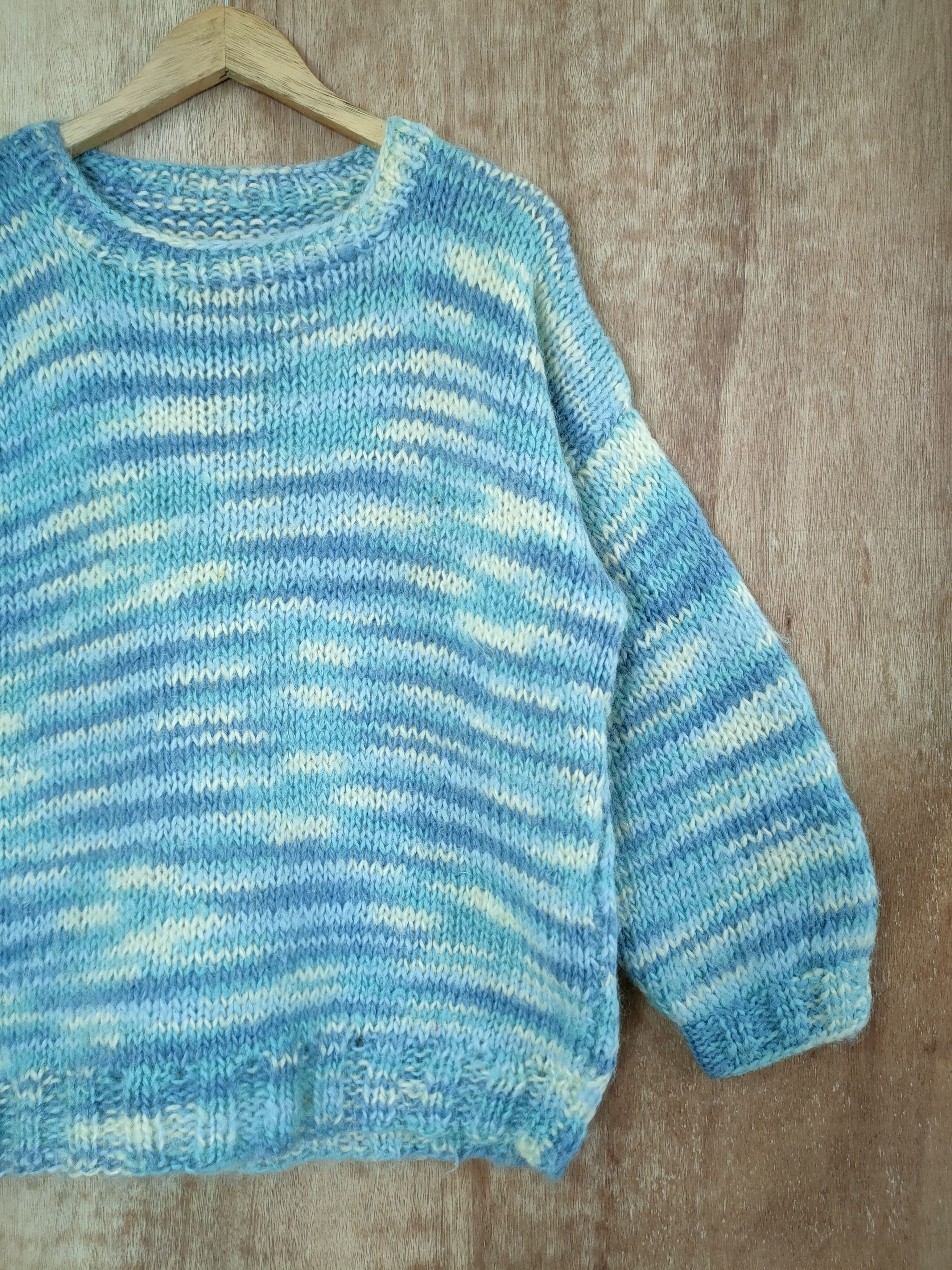 Handmade DLL Handmade vintage cable knitwear mohair blue #46-574 Size US M / EU 48-50 / 2 - 3 Thumbnail