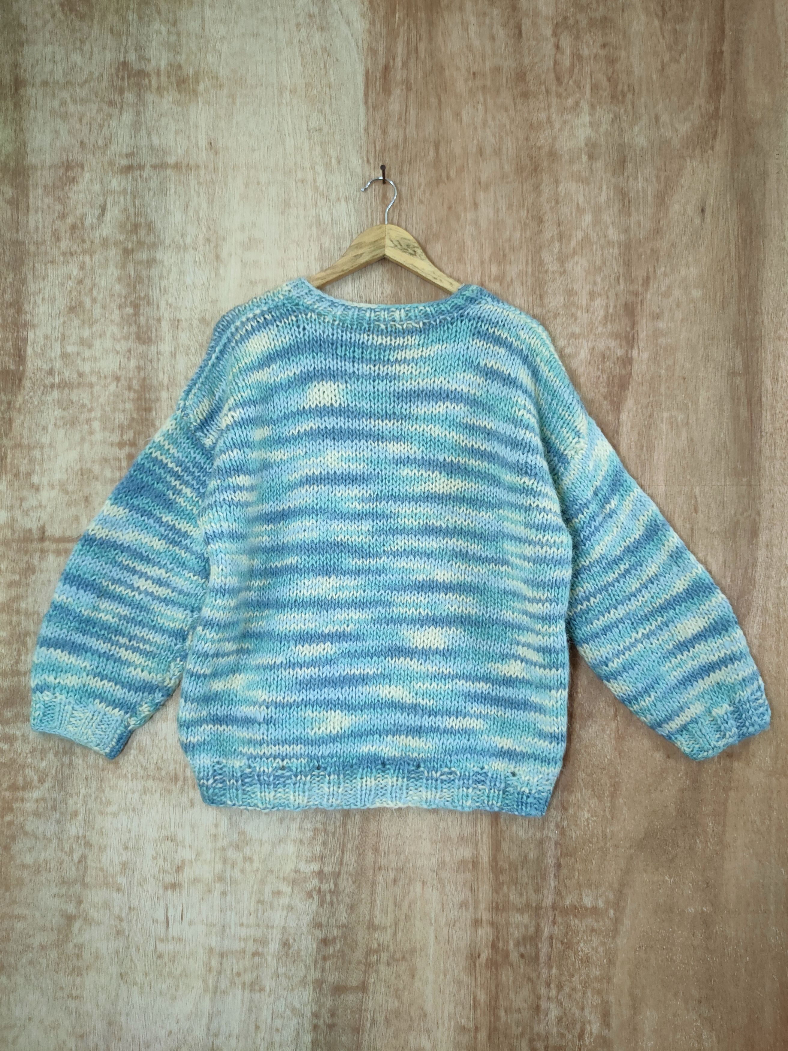 Handmade DLL Handmade vintage cable knitwear mohair blue #46-574 Size US M / EU 48-50 / 2 - 9 Thumbnail