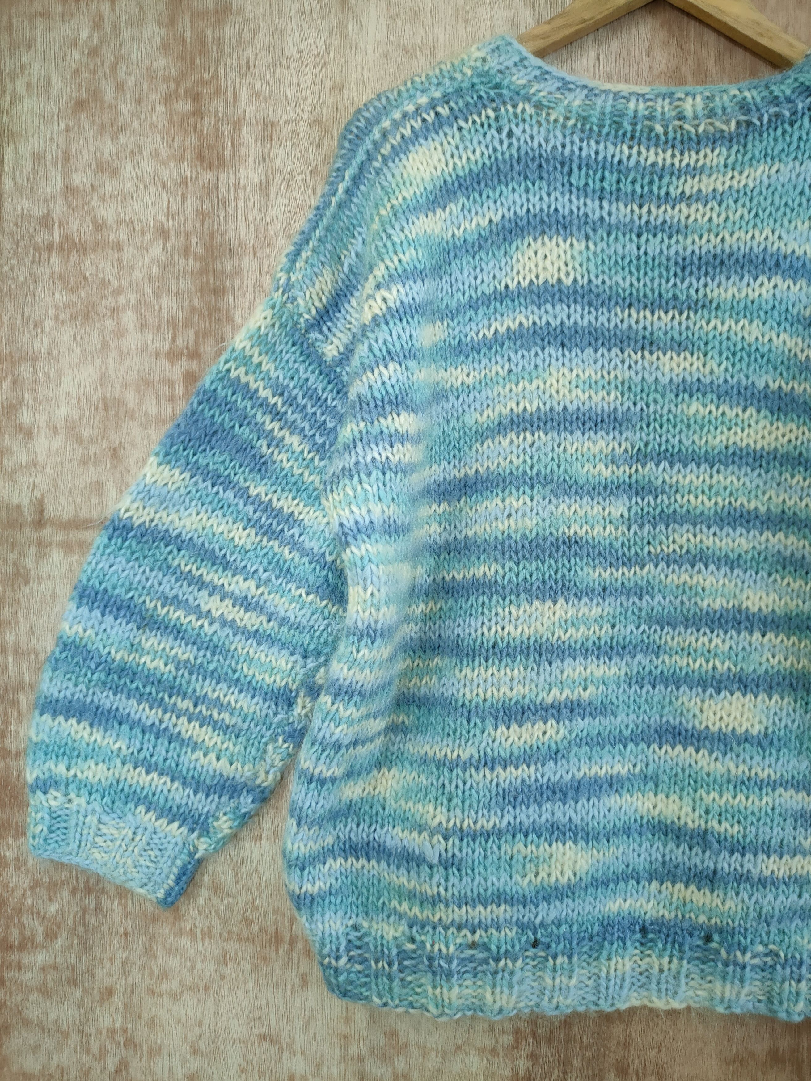 Handmade DLL Handmade vintage cable knitwear mohair blue #46-574 Size US M / EU 48-50 / 2 - 10 Thumbnail