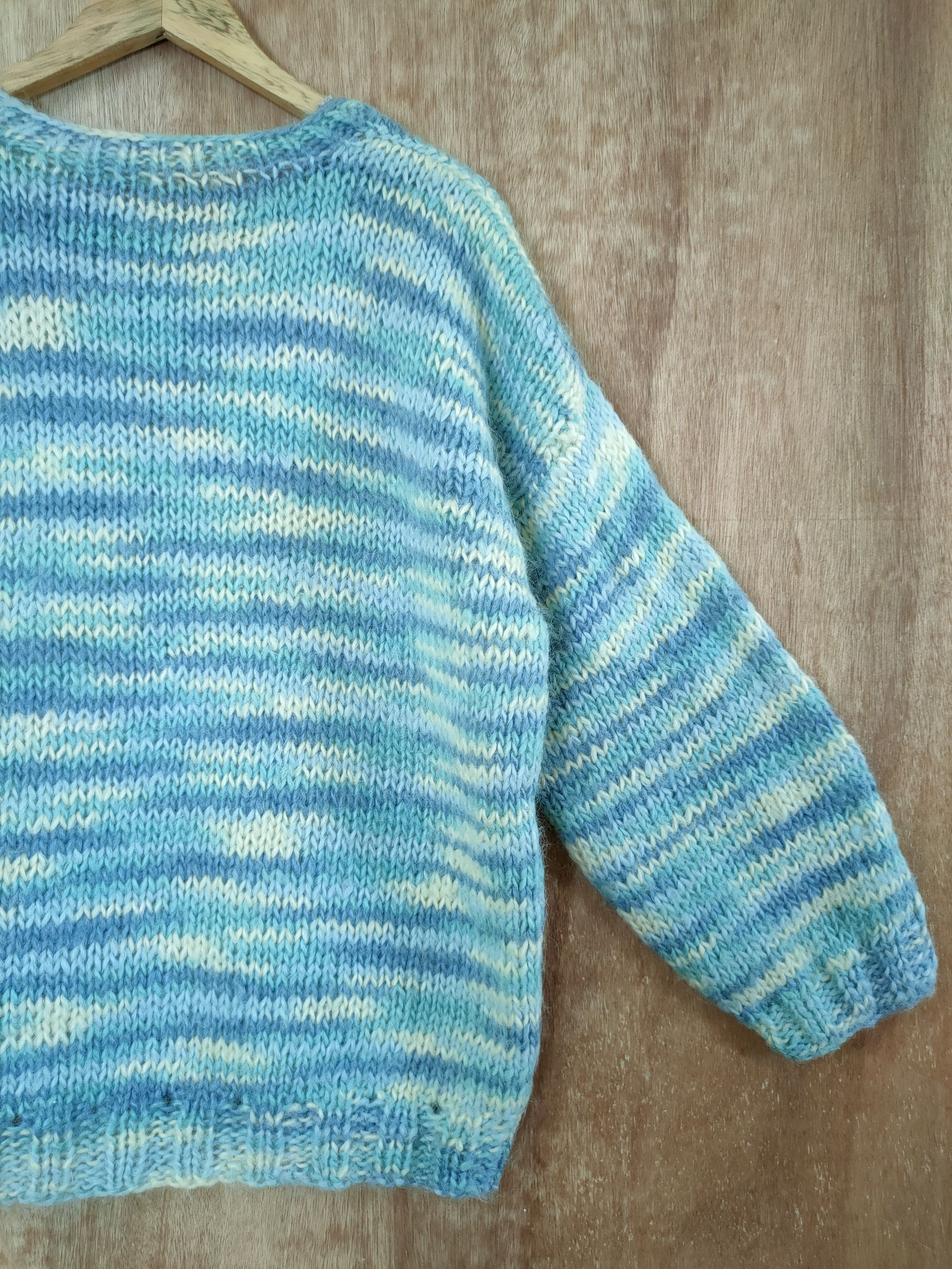 Handmade DLL Handmade vintage cable knitwear mohair blue #46-574 Size US M / EU 48-50 / 2 - 11 Thumbnail