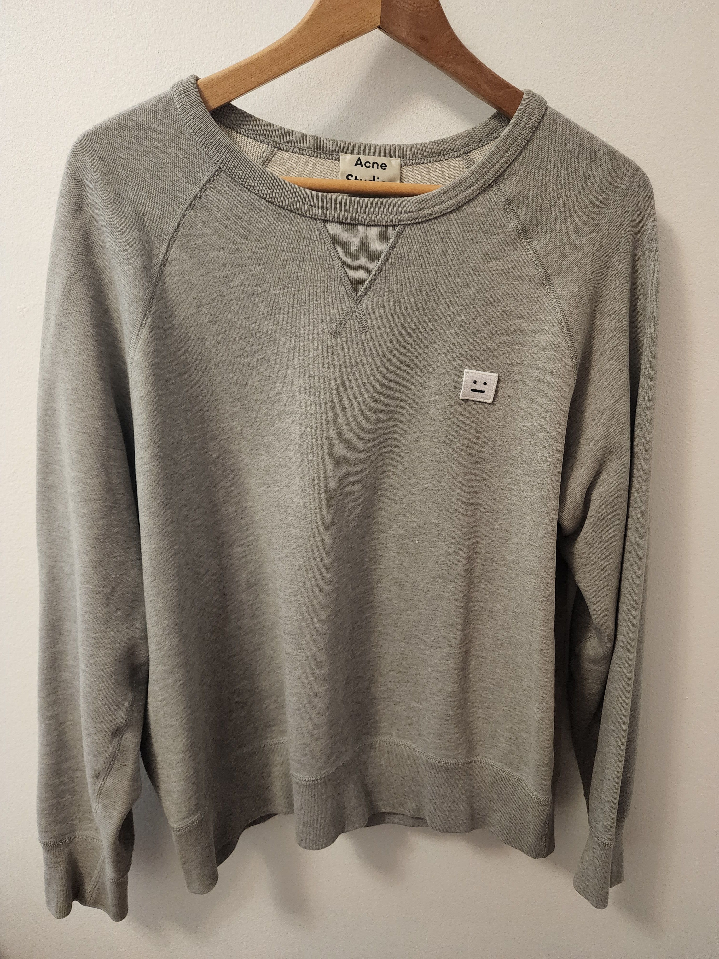 image of Acne Studios College Face Grey Sweatshirt, Men's (Size Medium)