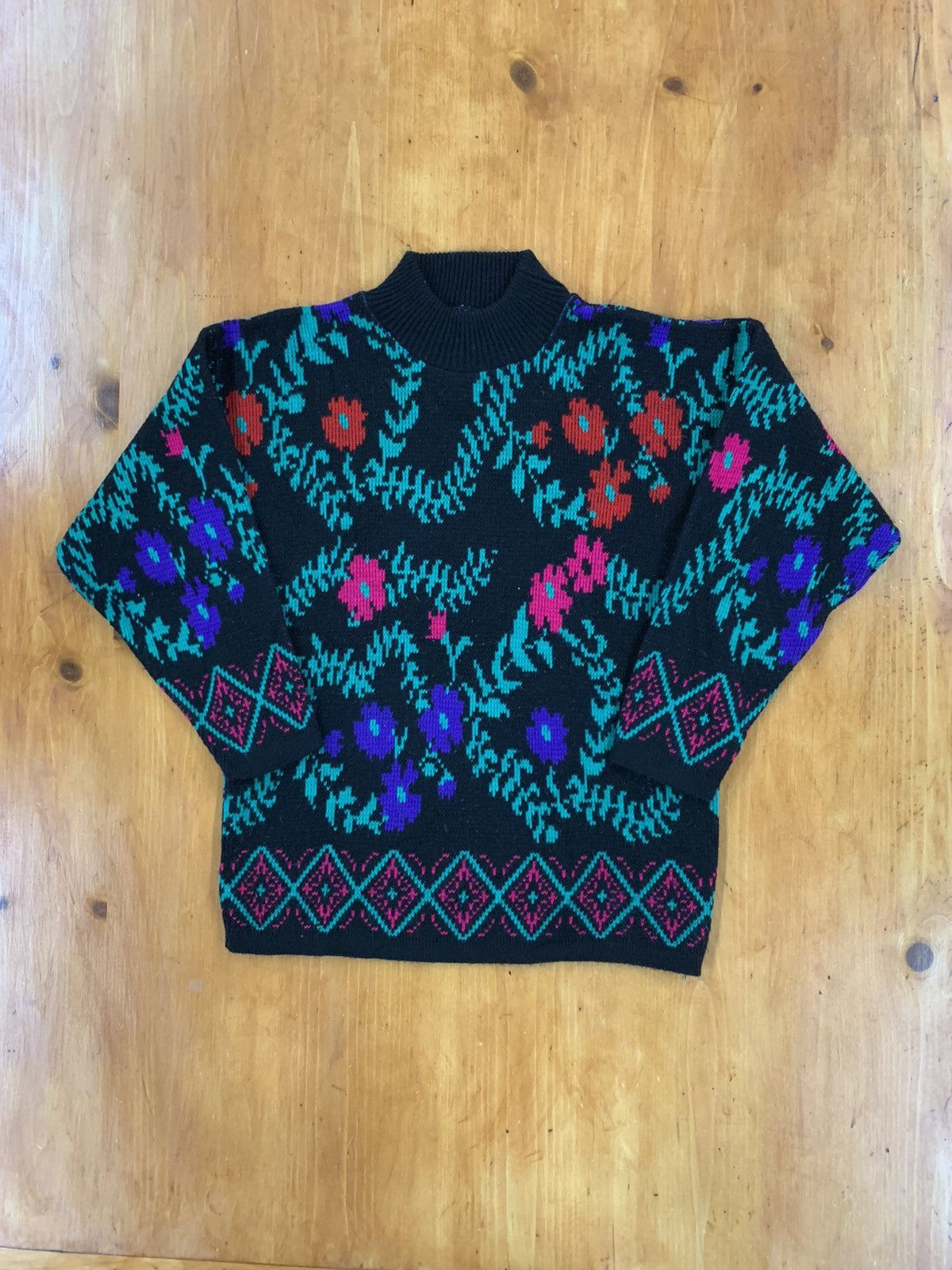 Vintage Vintage Floral Vine Knit Sweater Size US S / EU 44-46 / 1 - 1 Thumbnail
