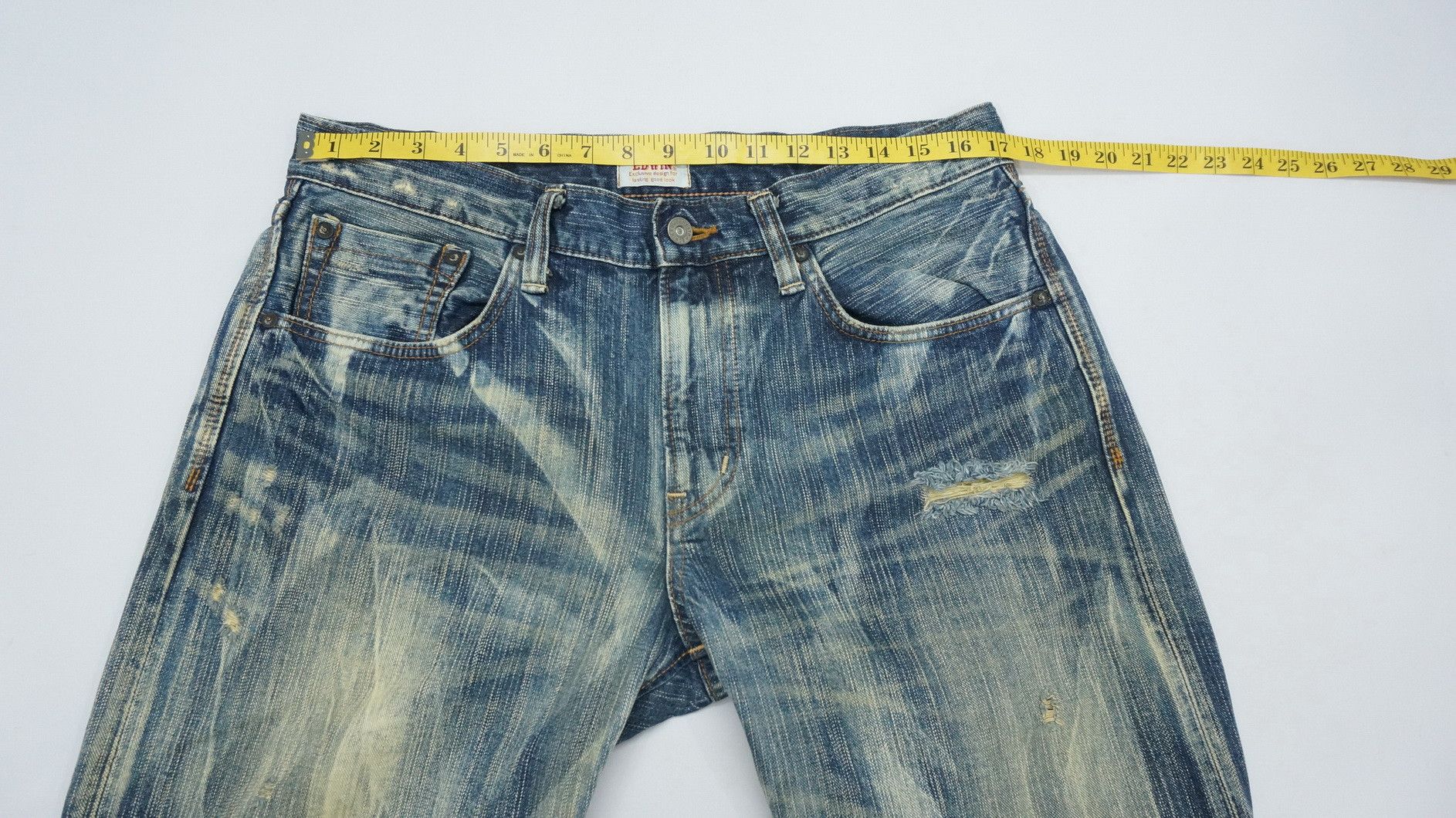 Edwin Steals! EDWIN Exclusive Vintage Distressed Jeans Size US 34 / EU 50 - 12 Thumbnail