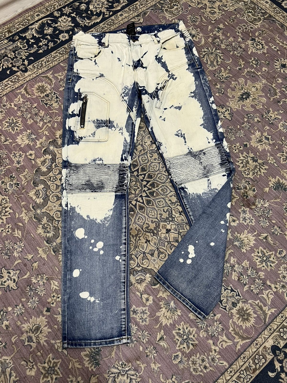 Biker Denim Acid Wash Jeans