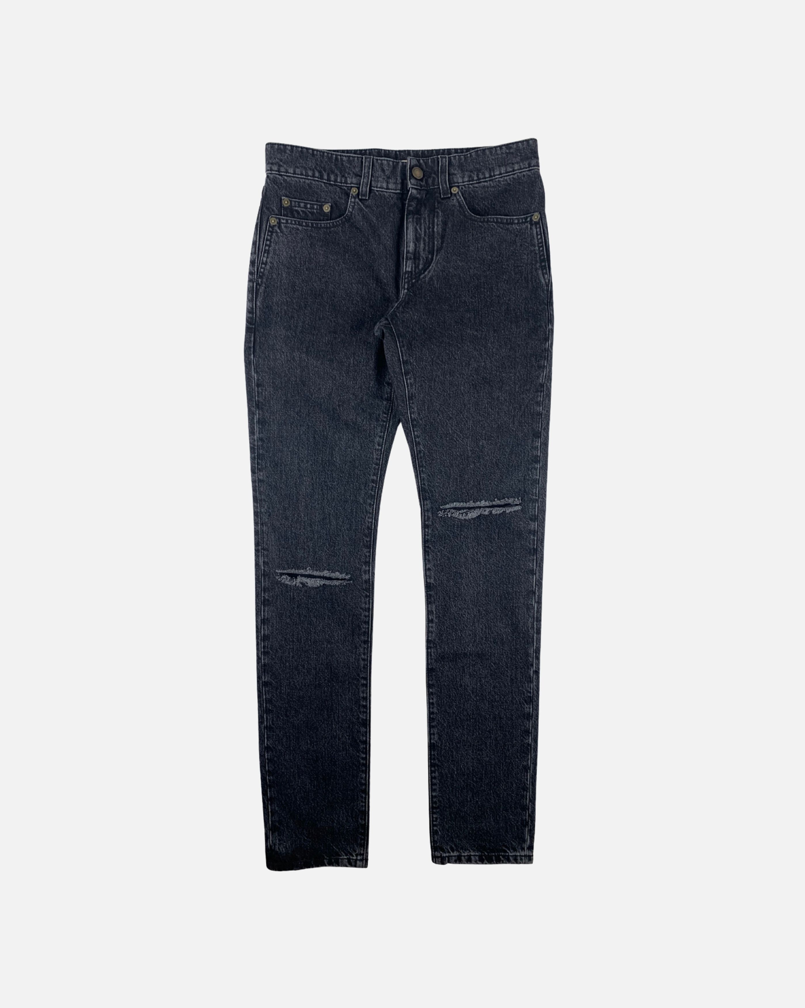 Saint Laurent SS18 Washed Black Slit Jeans