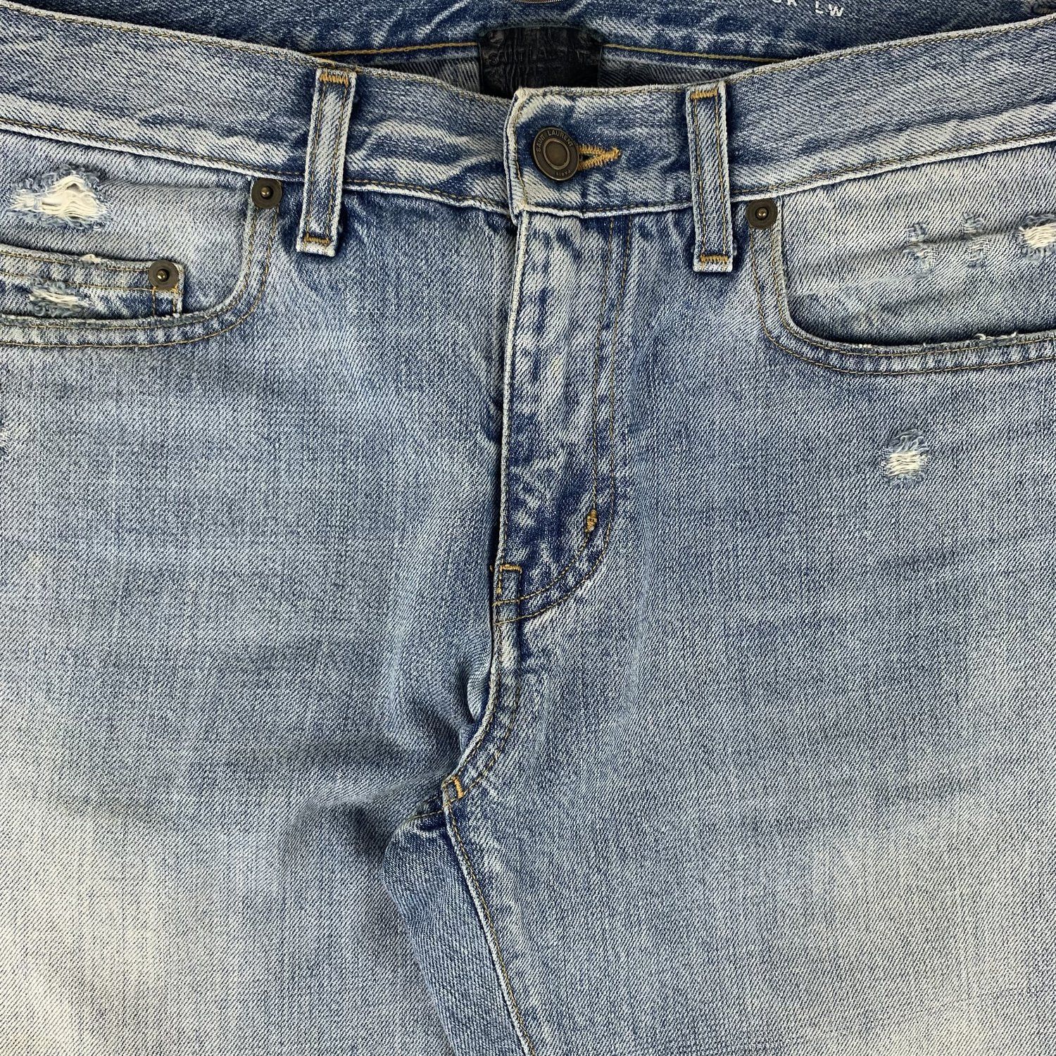 Saint Laurent Paris Saint Laurent SS16 Blue Knee Rip Patch Jeans Size US 28 / EU 44 - 3 Thumbnail