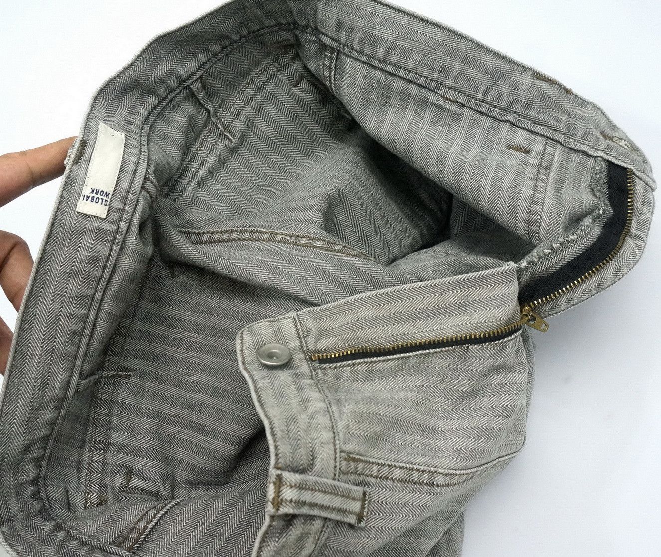 Global Work Vtg 🔥 GLOBAL WORK 🔥 Herringbone Denim Cargo Pants Size US 31 - 17 Thumbnail