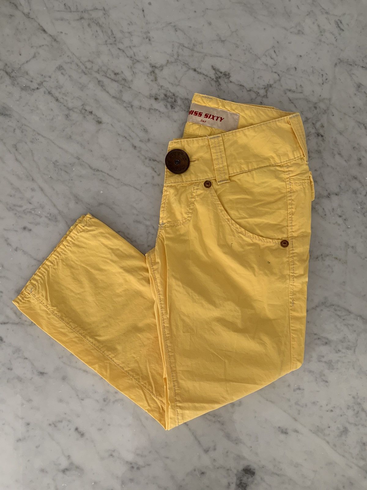 Miss Sixty VINTAGE MISS SIXTY YELLOW COTTON PANTS, MADE IN ITALY Size 24" / US 00 / IT 34 - 5 Thumbnail