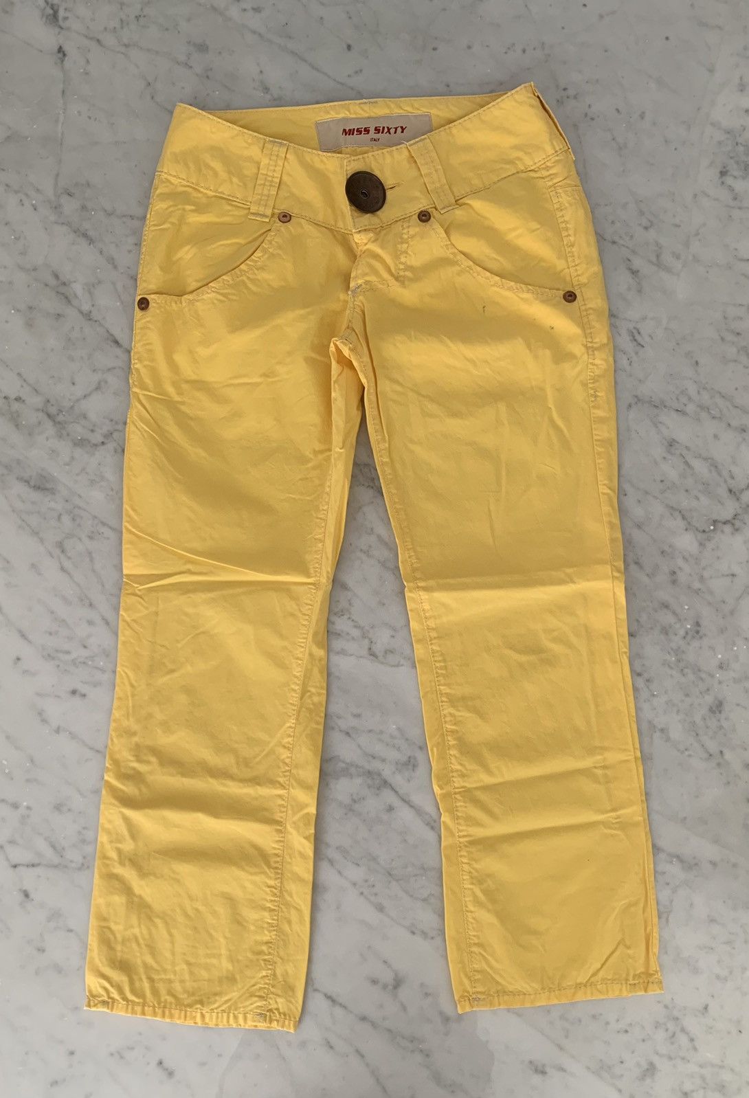 Miss Sixty VINTAGE MISS SIXTY YELLOW COTTON PANTS, MADE IN ITALY Size 24" / US 00 / IT 34 - 6 Thumbnail