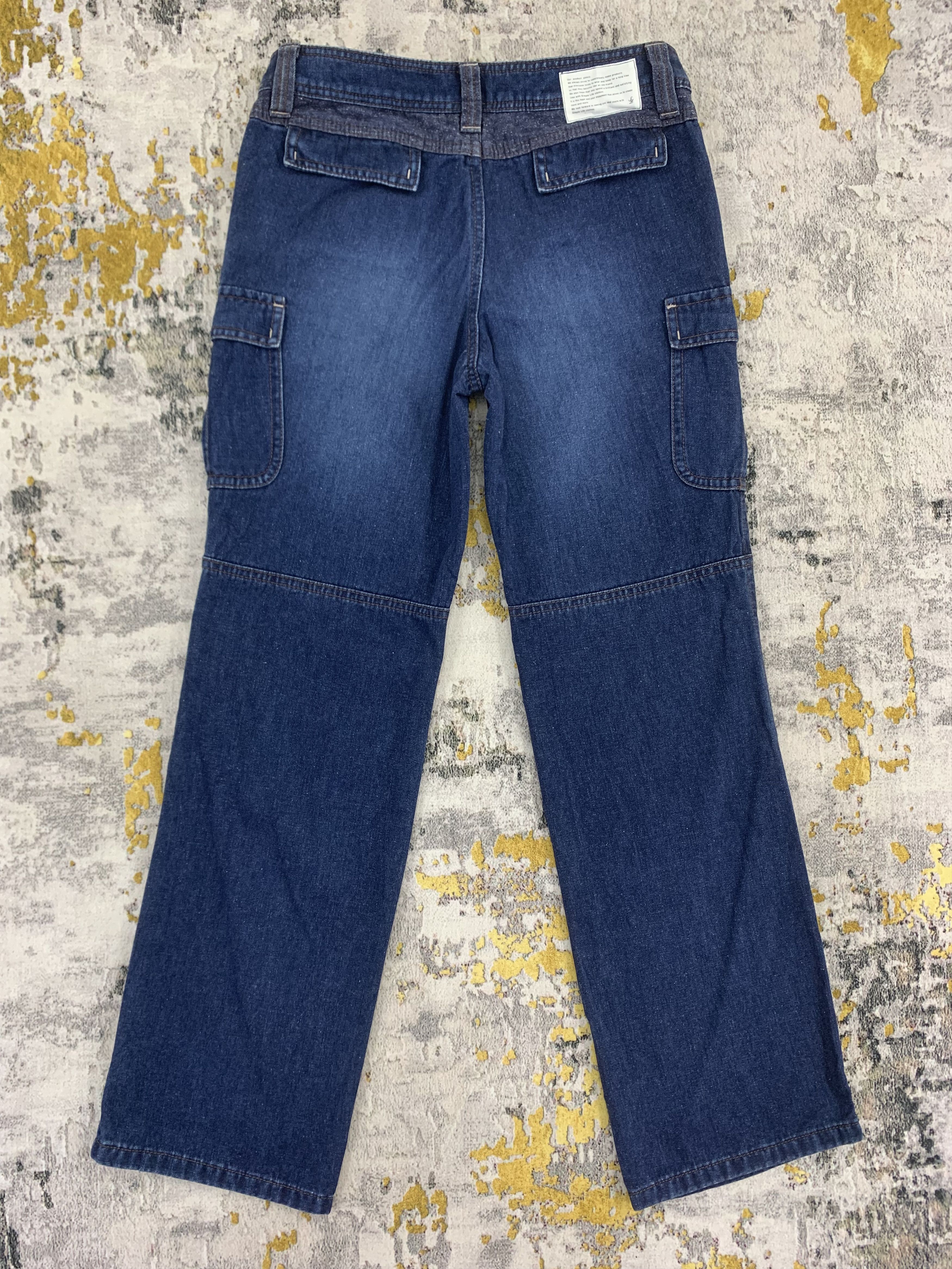 Simple Life Denim Cargo Pants Flap Pocket Blue Jeans 31x42