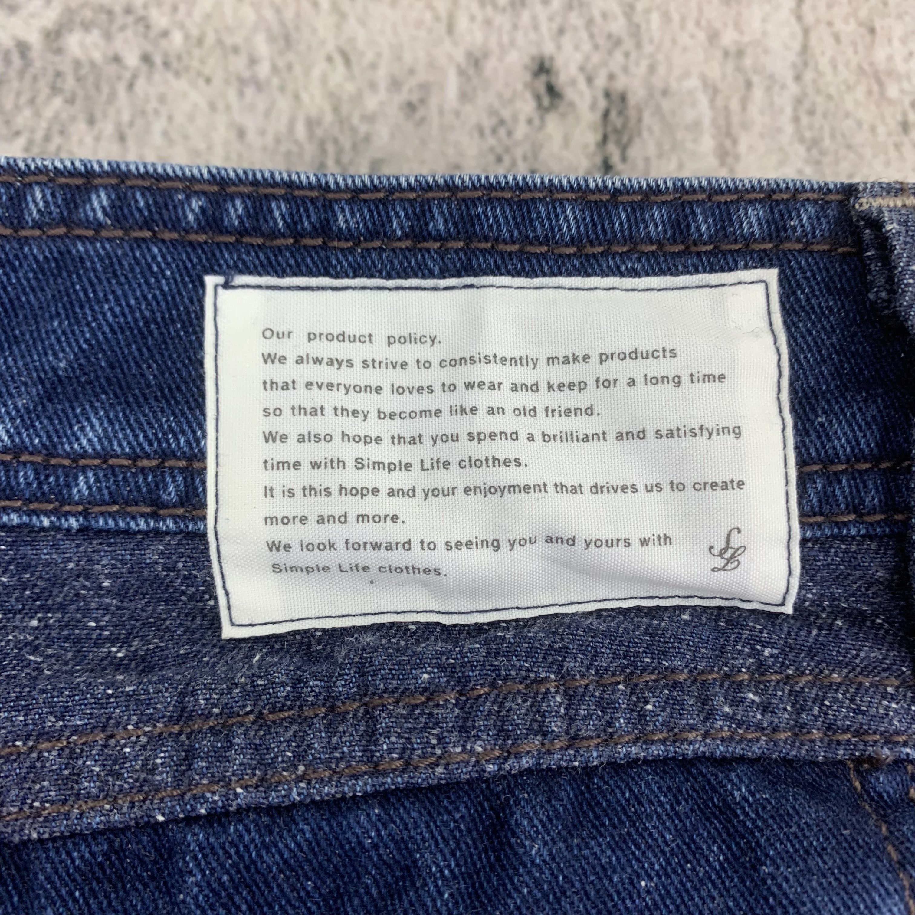 Simple Life Denim Cargo Pants Flap Pocket Blue Jeans 31x42