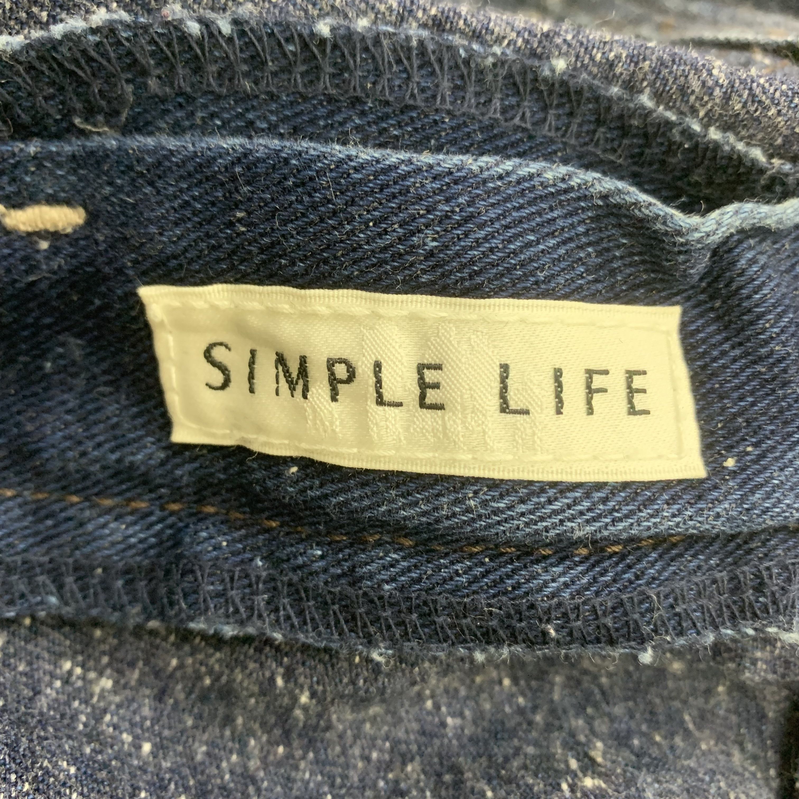 Simple Life Denim Cargo Pants Flap Pocket Blue Jeans 31x42