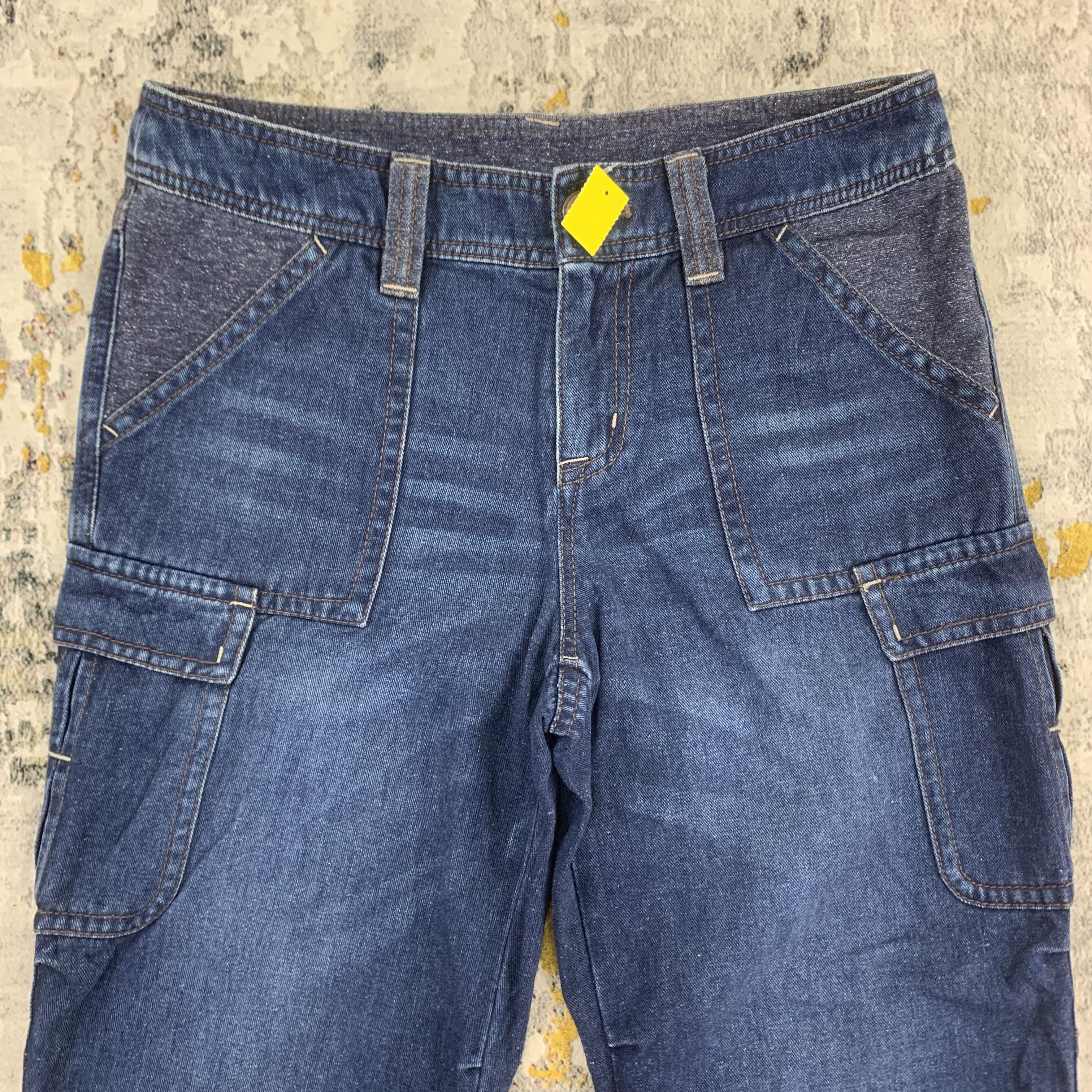 Simple Life Denim Cargo Pants Flap Pocket Blue Jeans 31x42