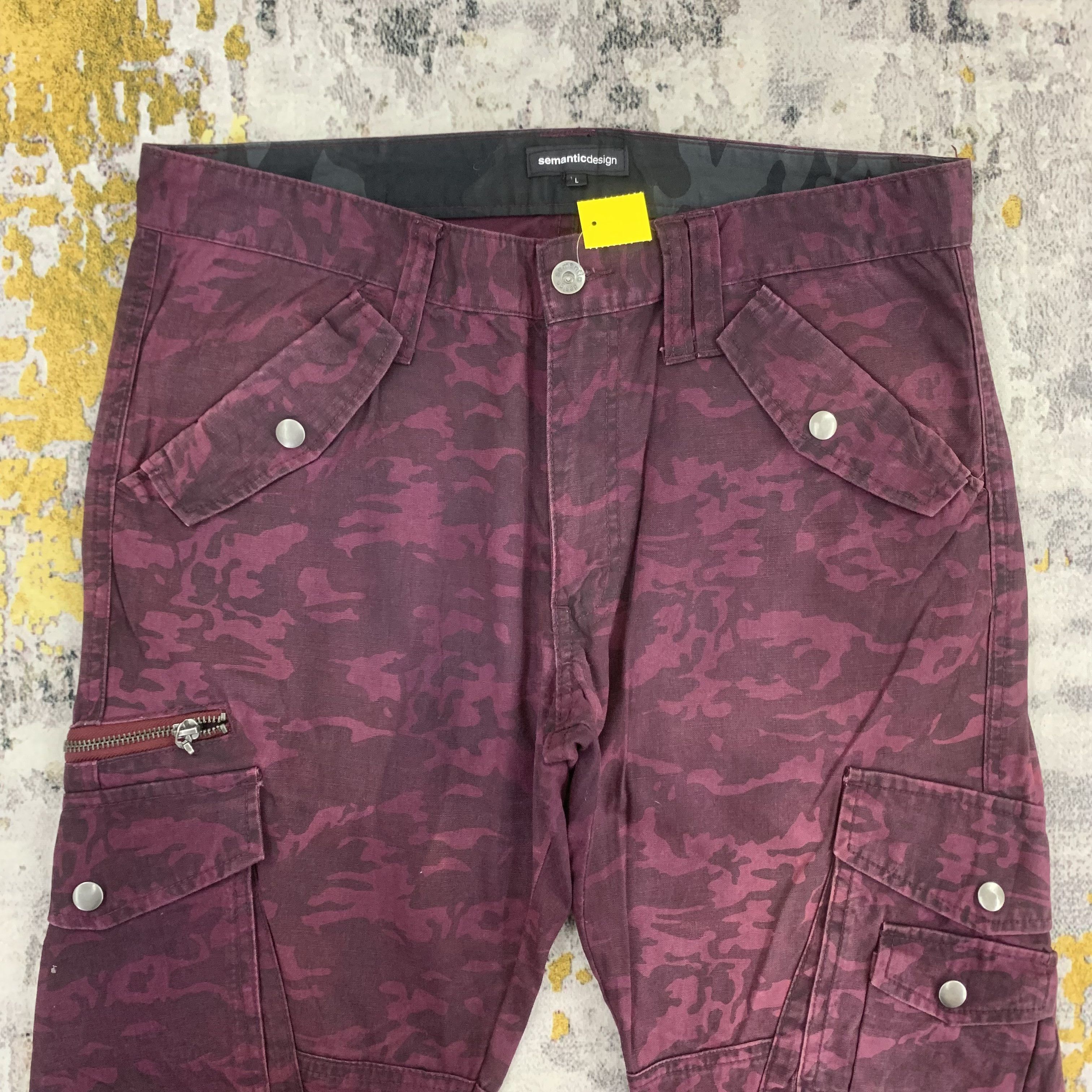 Japanese Brand Semantic Design Cargo Pants Camouflage Multipocket 33x43 Size US 33 - 2 Thumbnail