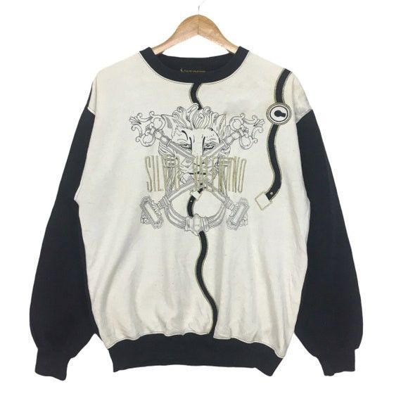 Vtg SILVIO VALENTINO Italy Lion Embroidery Crew Sweatshirt