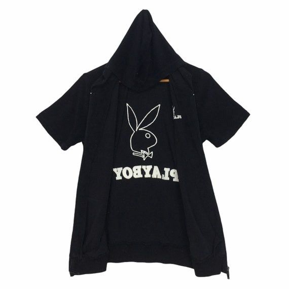 Vtg PLAYBOY Bunny Zip Up Fleece Hoodie Sweater Big Logo