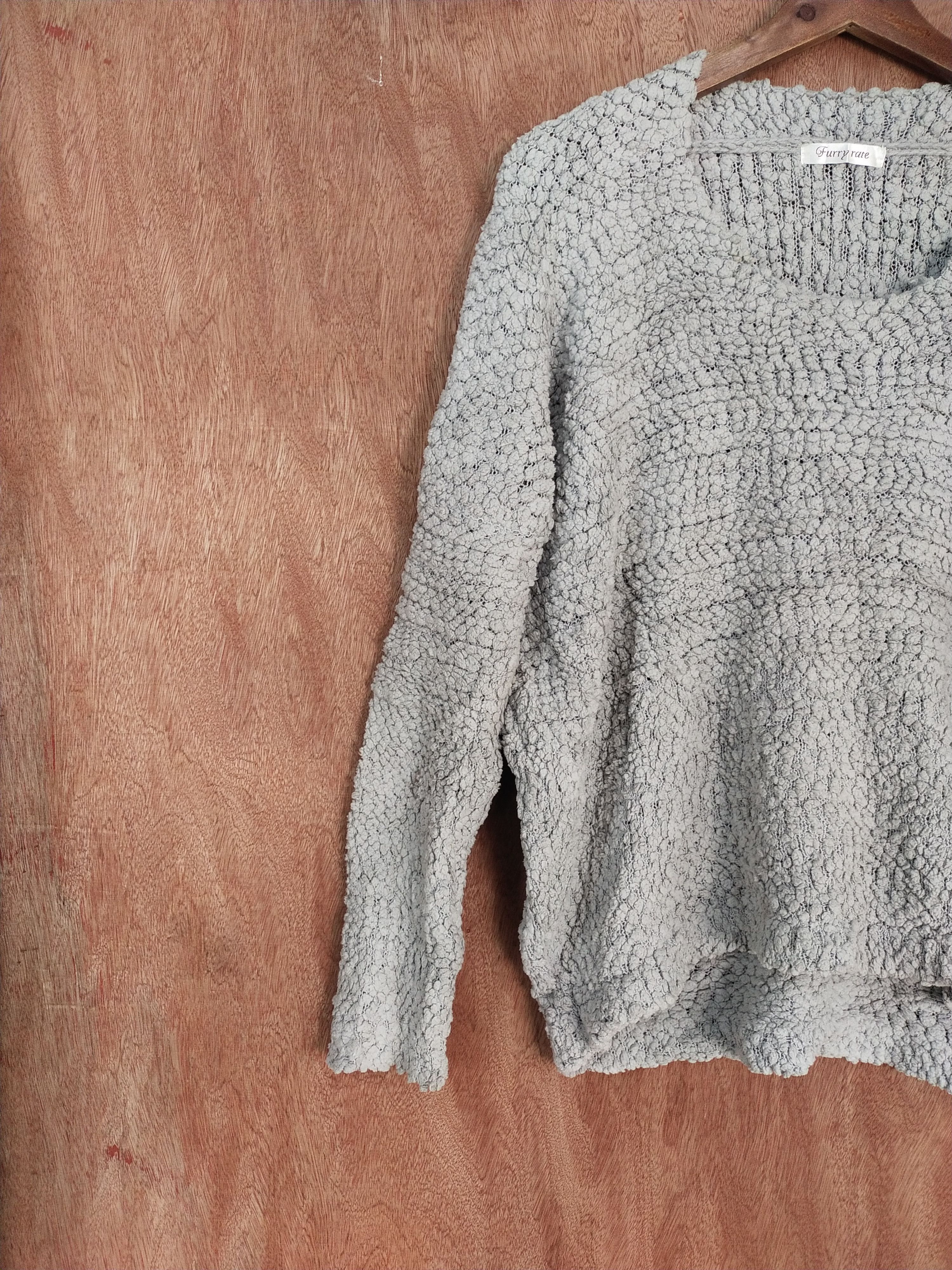 Vintage Furry Rate gray shaggy vintage knitwear #S176 Size US L / EU 52-54 / 3 - 4 Thumbnail