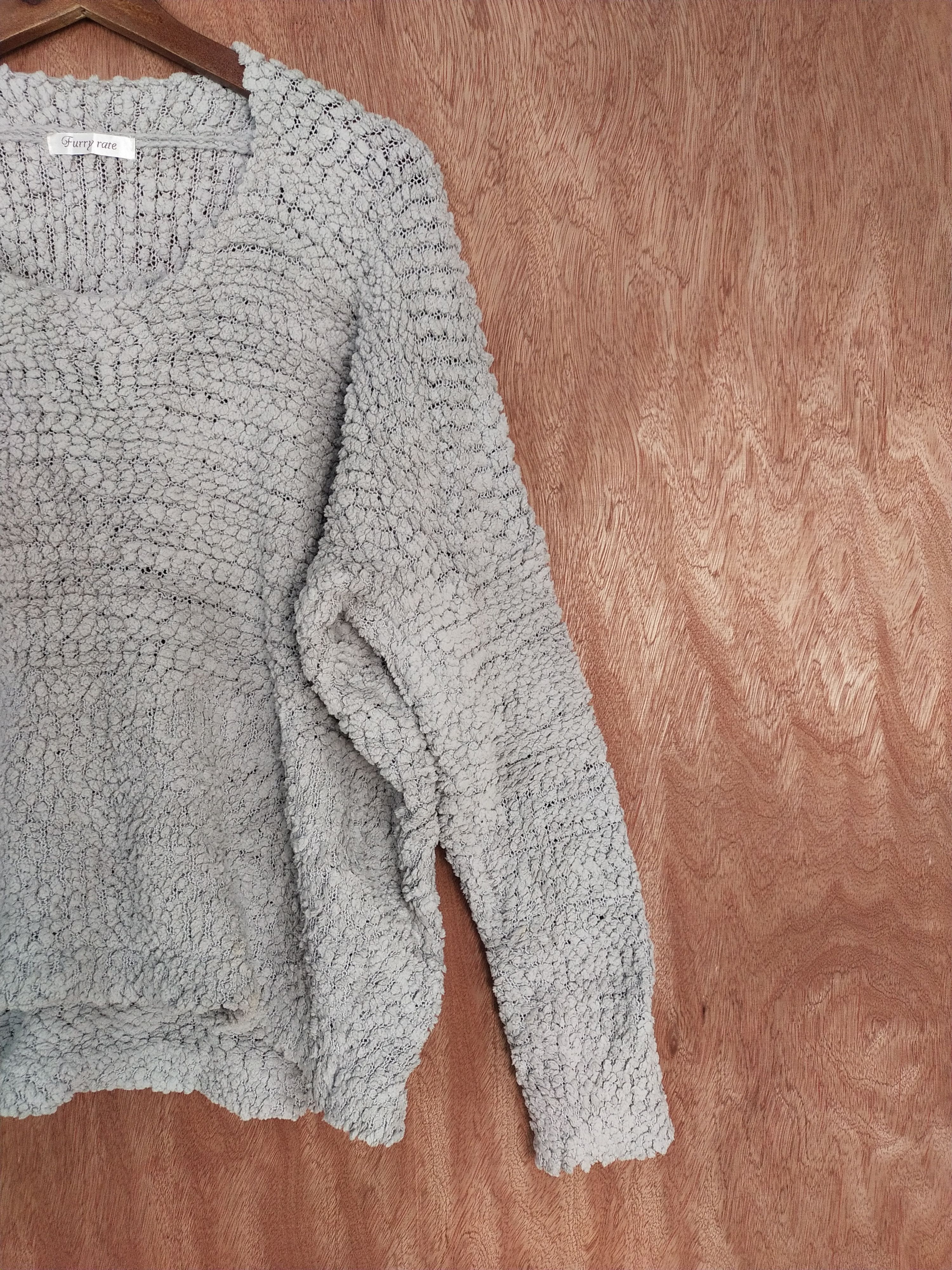Vintage Furry Rate gray shaggy vintage knitwear #S176 Size US L / EU 52-54 / 3 - 3 Thumbnail