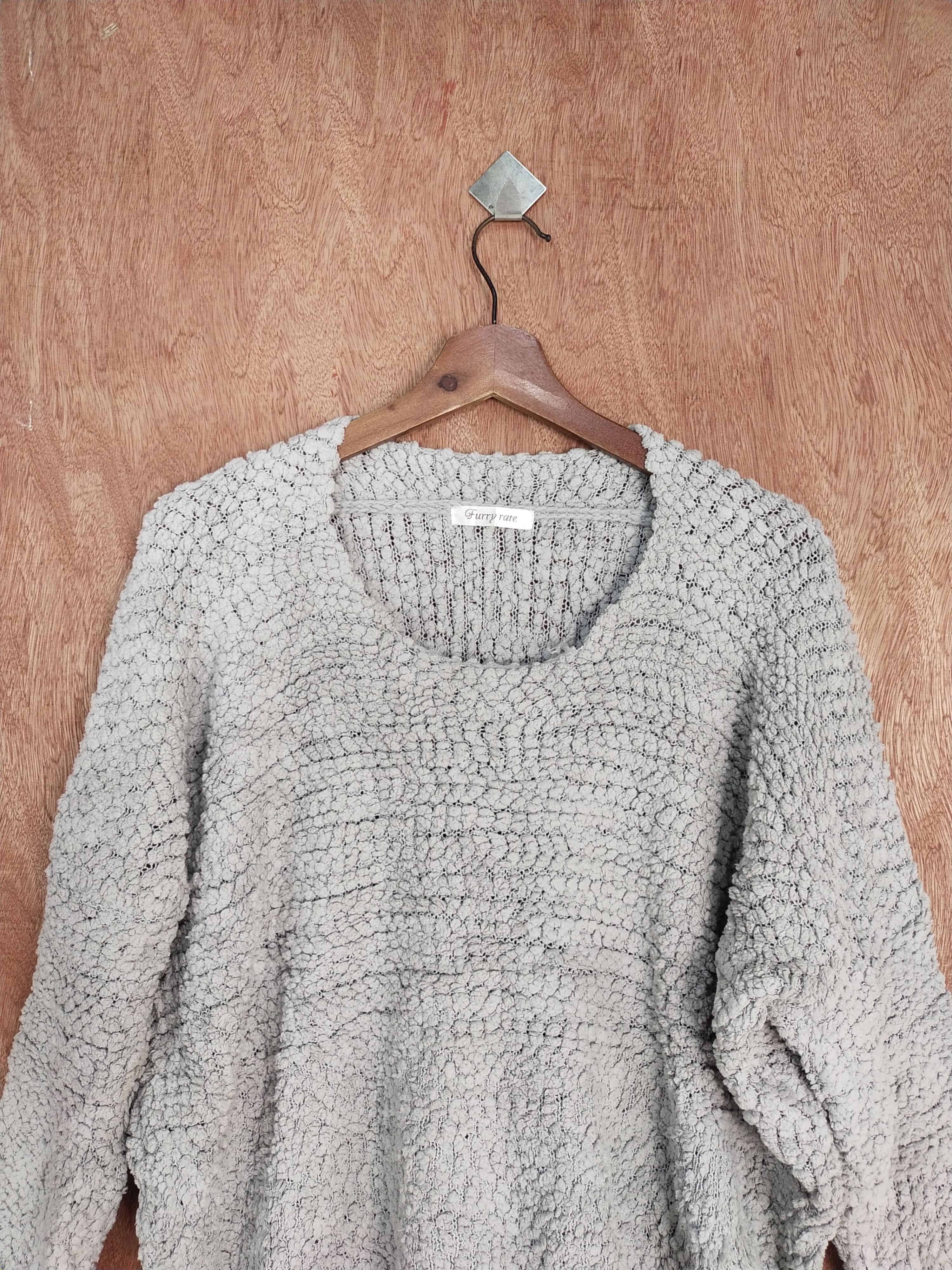 Vintage Furry Rate gray shaggy vintage knitwear #S176 Size US L / EU 52-54 / 3 - 2 Thumbnail