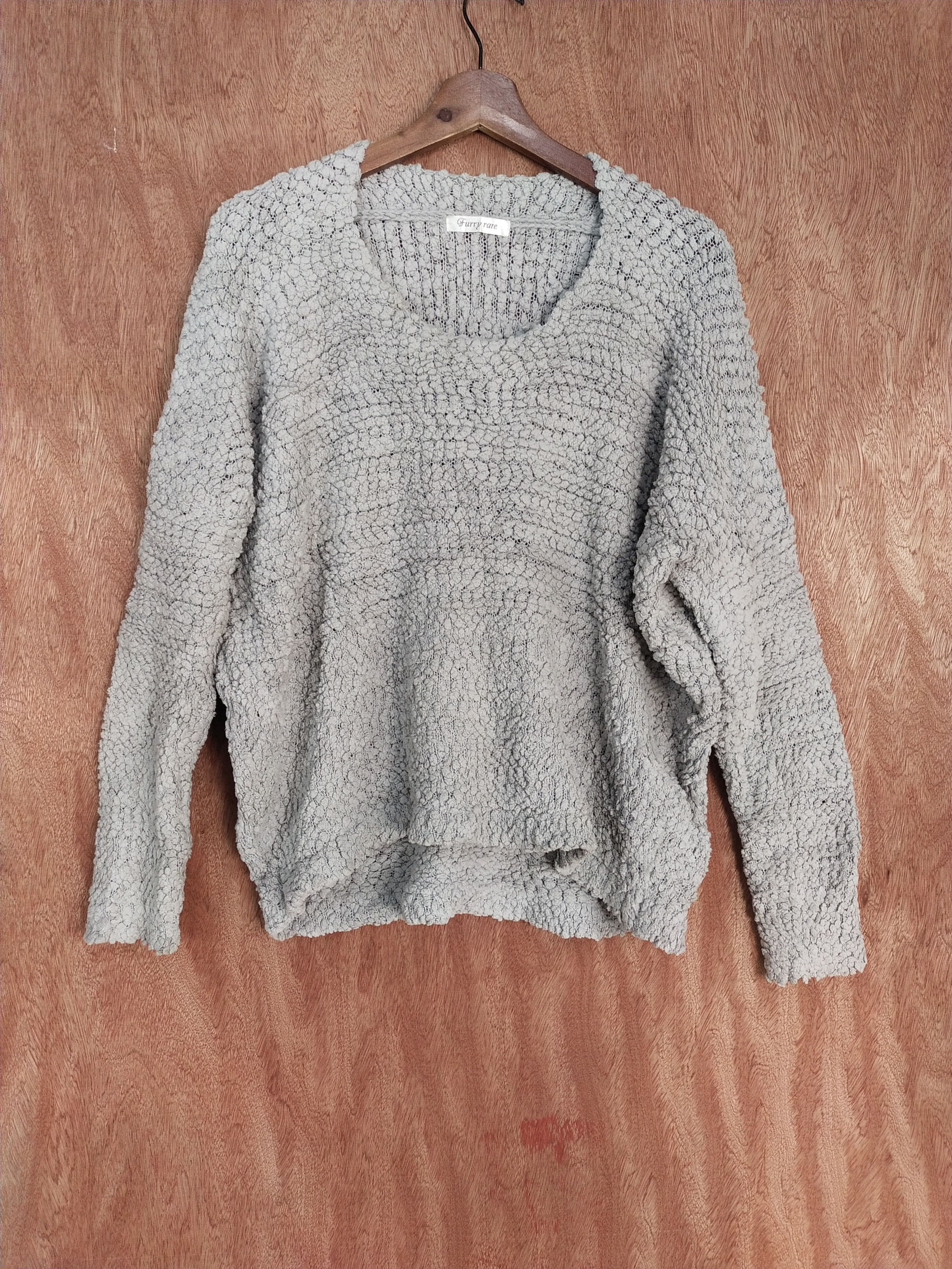 Vintage Furry Rate gray shaggy vintage knitwear #S176 Size US L / EU 52-54 / 3 - 1 Thumbnail