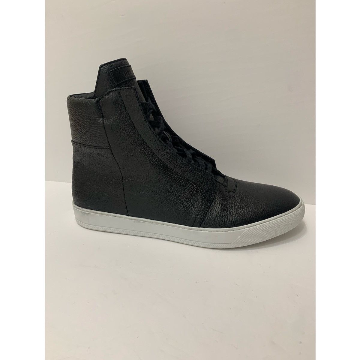 HELMUT LANG BLACK LEATHER HI-TOP SNEAKERS