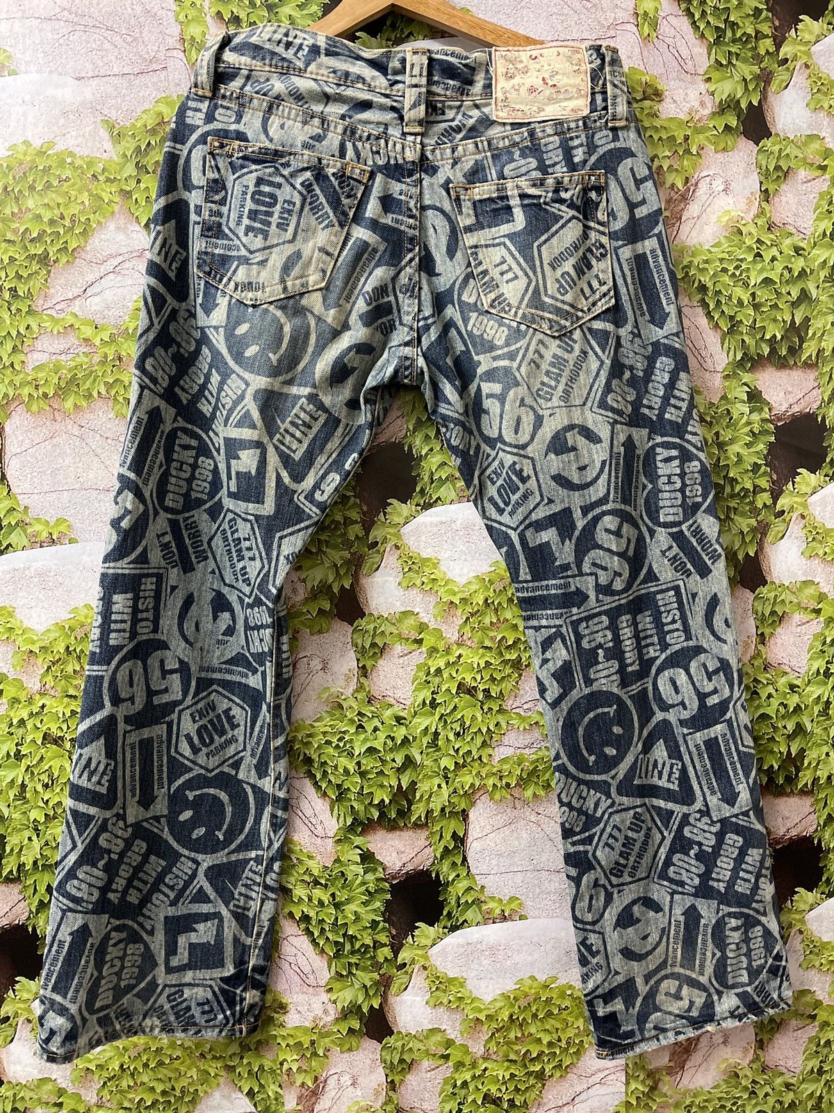 Japanese Brand × Vintage VINTAGE CO&LU ALL OVER ACID WASH PRINTED EFFECT SMILEY RARE Size US 27 - 7 Thumbnail
