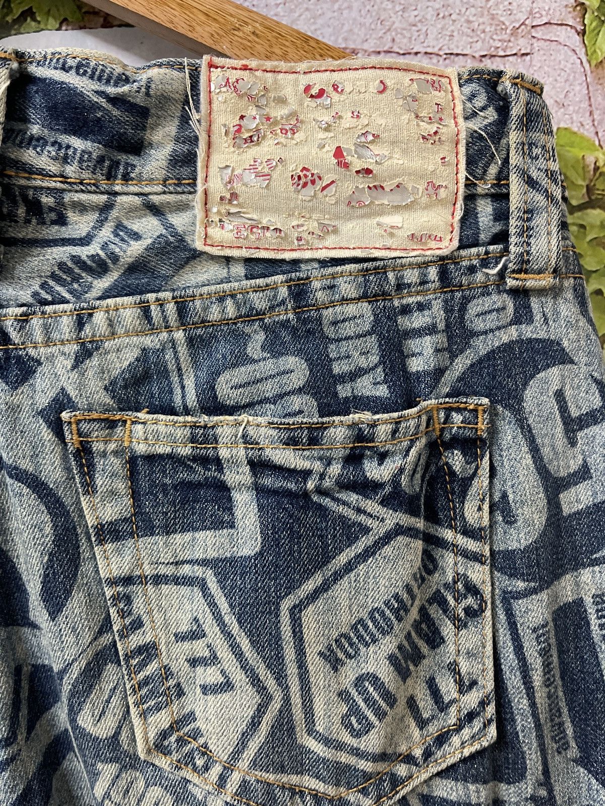 Japanese Brand × Vintage VINTAGE CO&LU ALL OVER ACID WASH PRINTED EFFECT SMILEY RARE Size US 27 - 6 Thumbnail