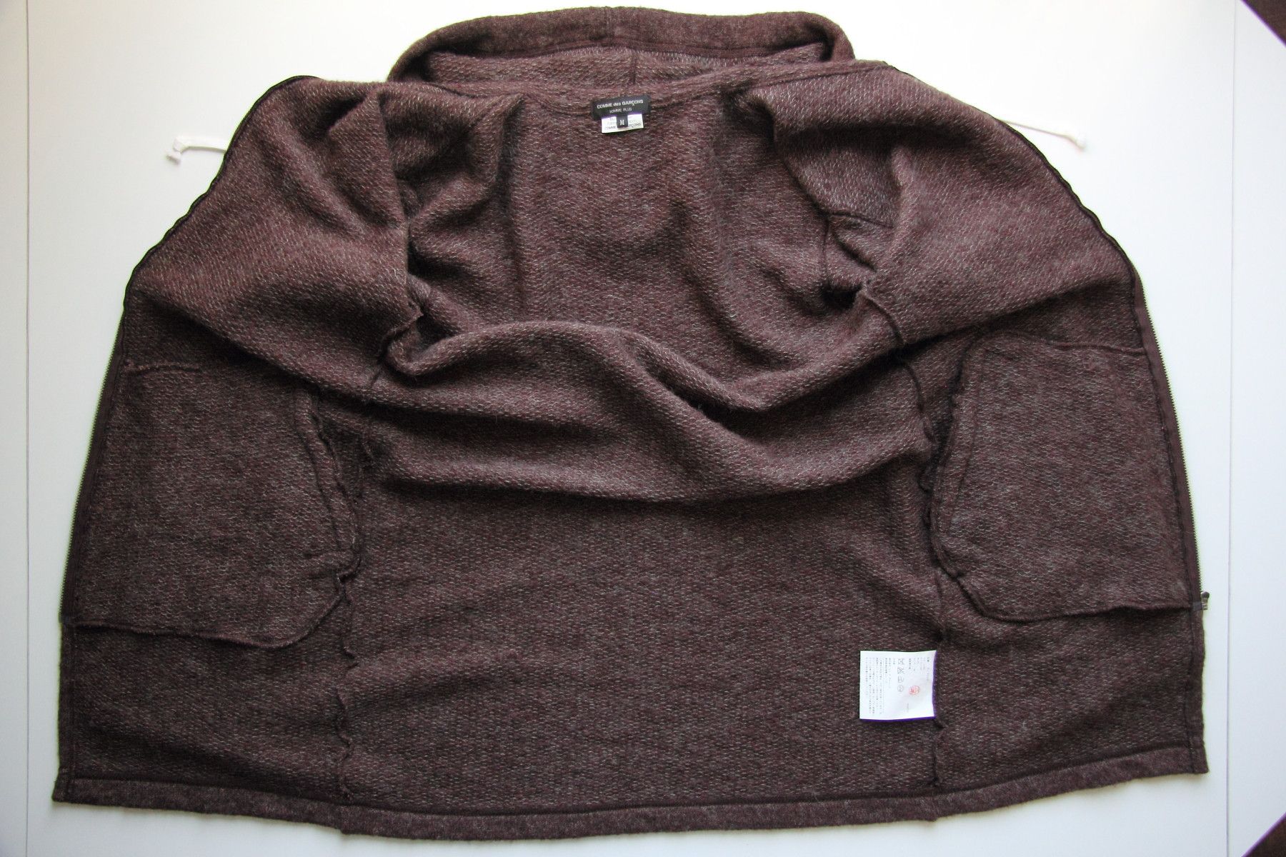 CDG HOMME PLUS HOODED KNIT LIGHT COAT SIZE M