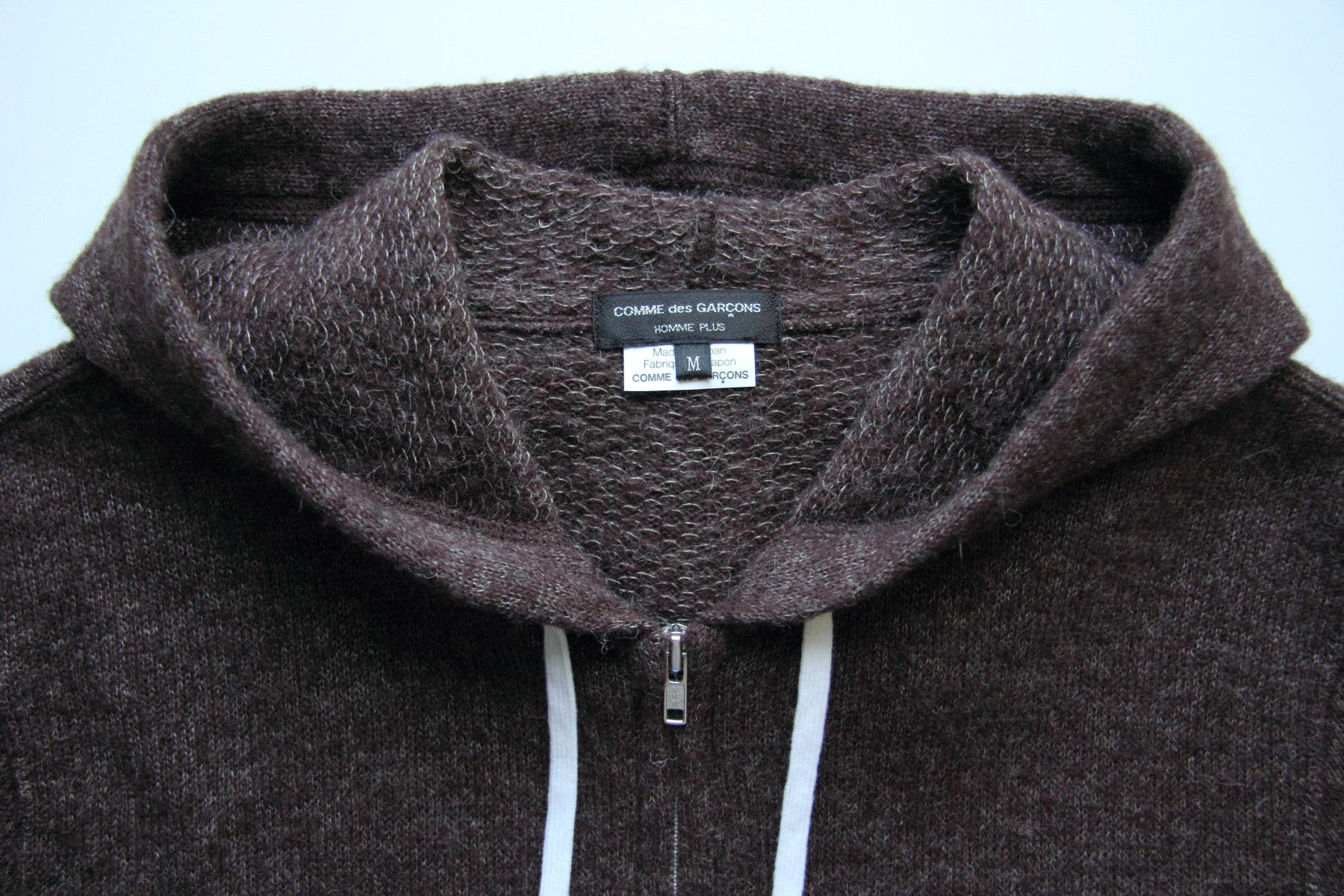 CDG HOMME PLUS HOODED KNIT LIGHT COAT SIZE M