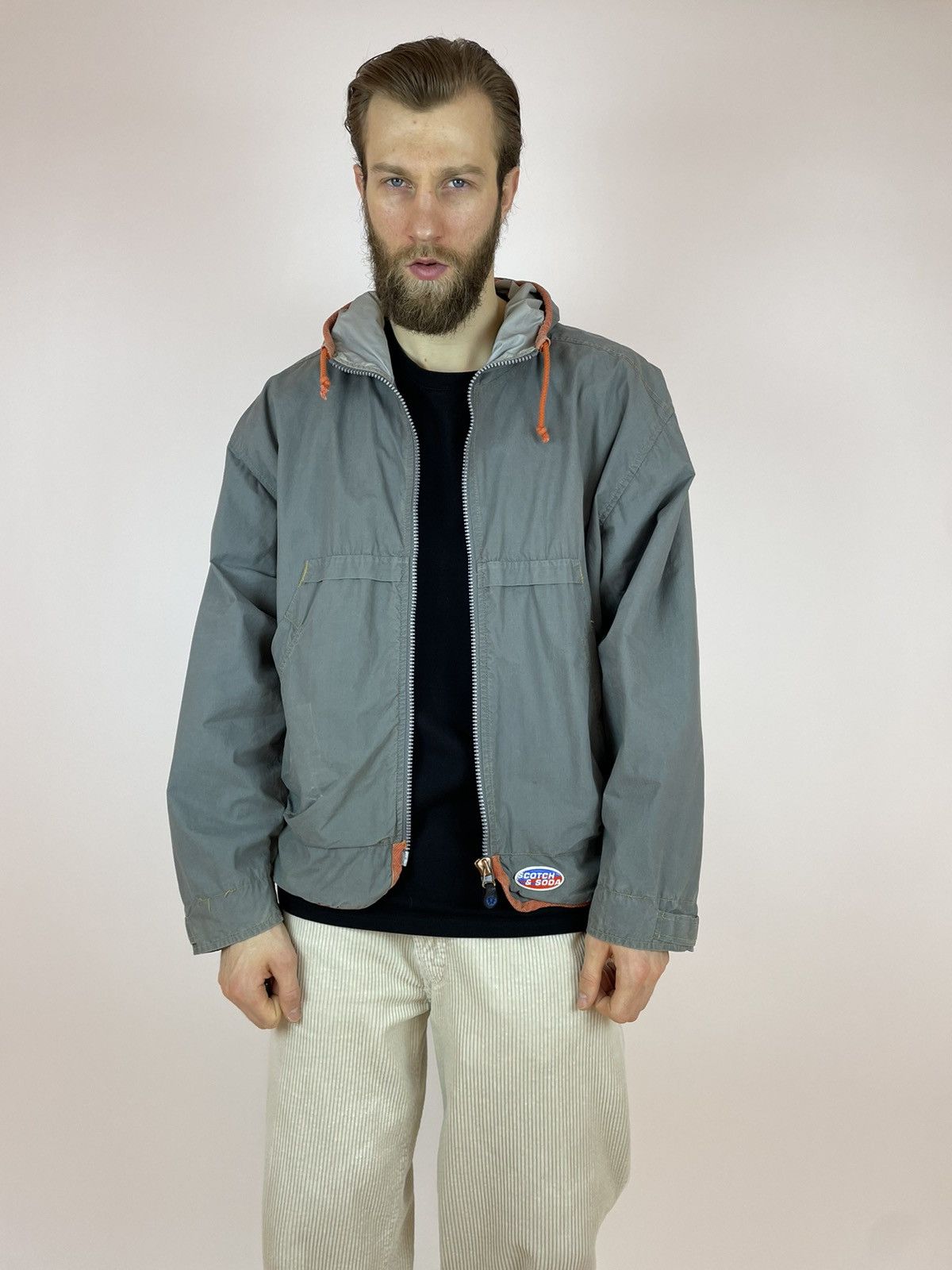 Scotch & Soda SCOTCH SODA VINTAGE HOODED JACKET Washed Gray Mens size L Size US L / EU 52-54 / 3 - 8 Thumbnail