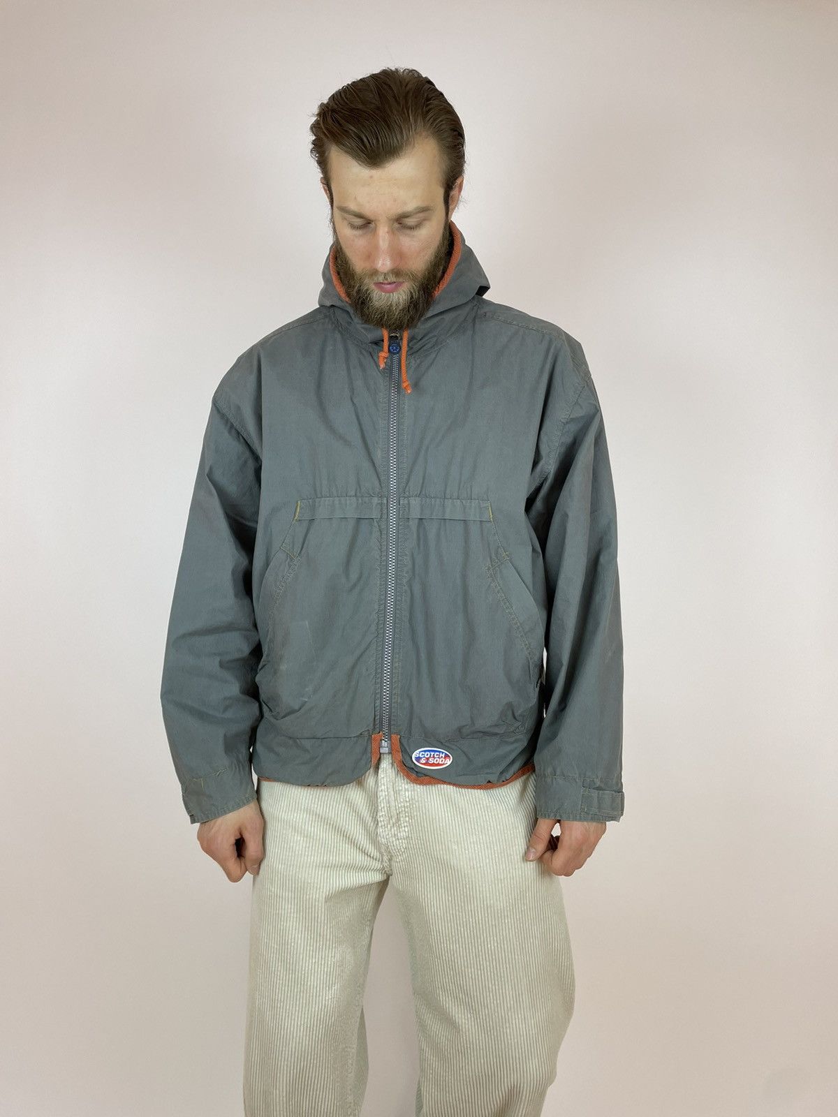 Scotch & Soda SCOTCH SODA VINTAGE HOODED JACKET Washed Gray Mens size L Size US L / EU 52-54 / 3 - 4 Thumbnail