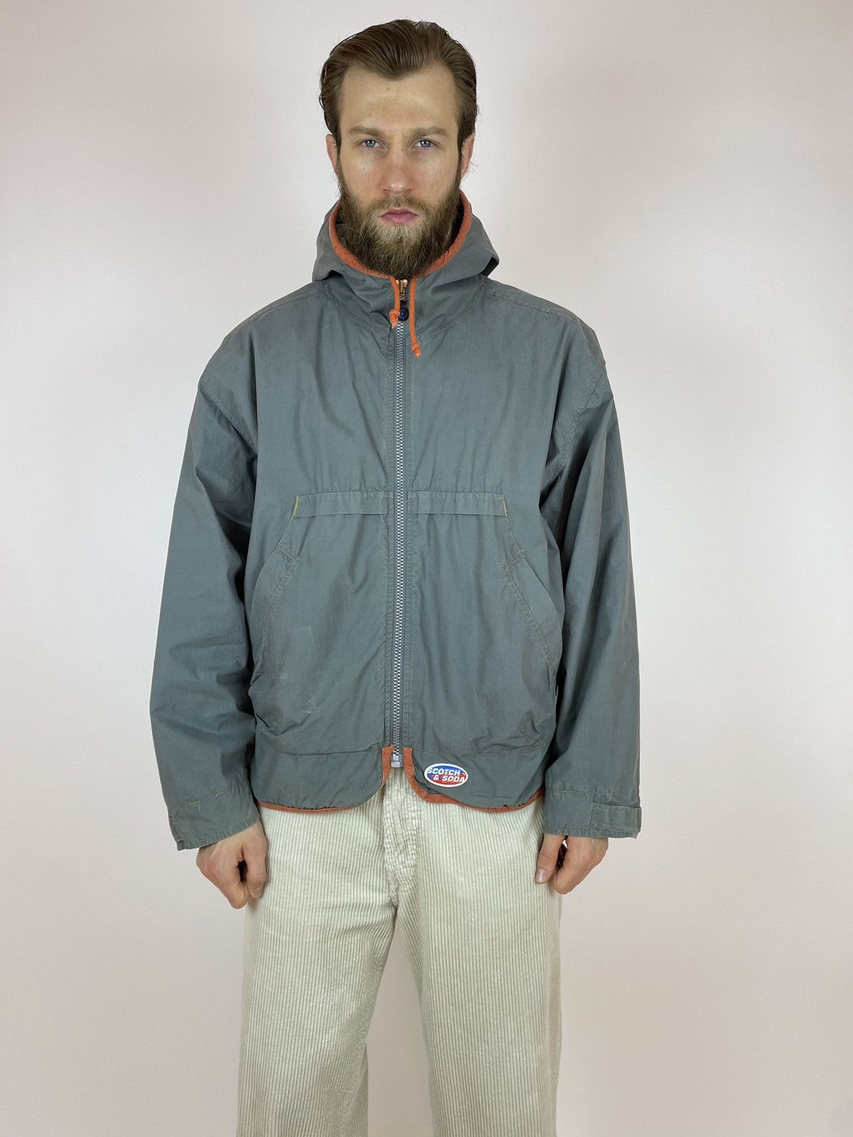 SCOTCH SODA VINTAGE HOODED JACKET Washed Gray Mens size L