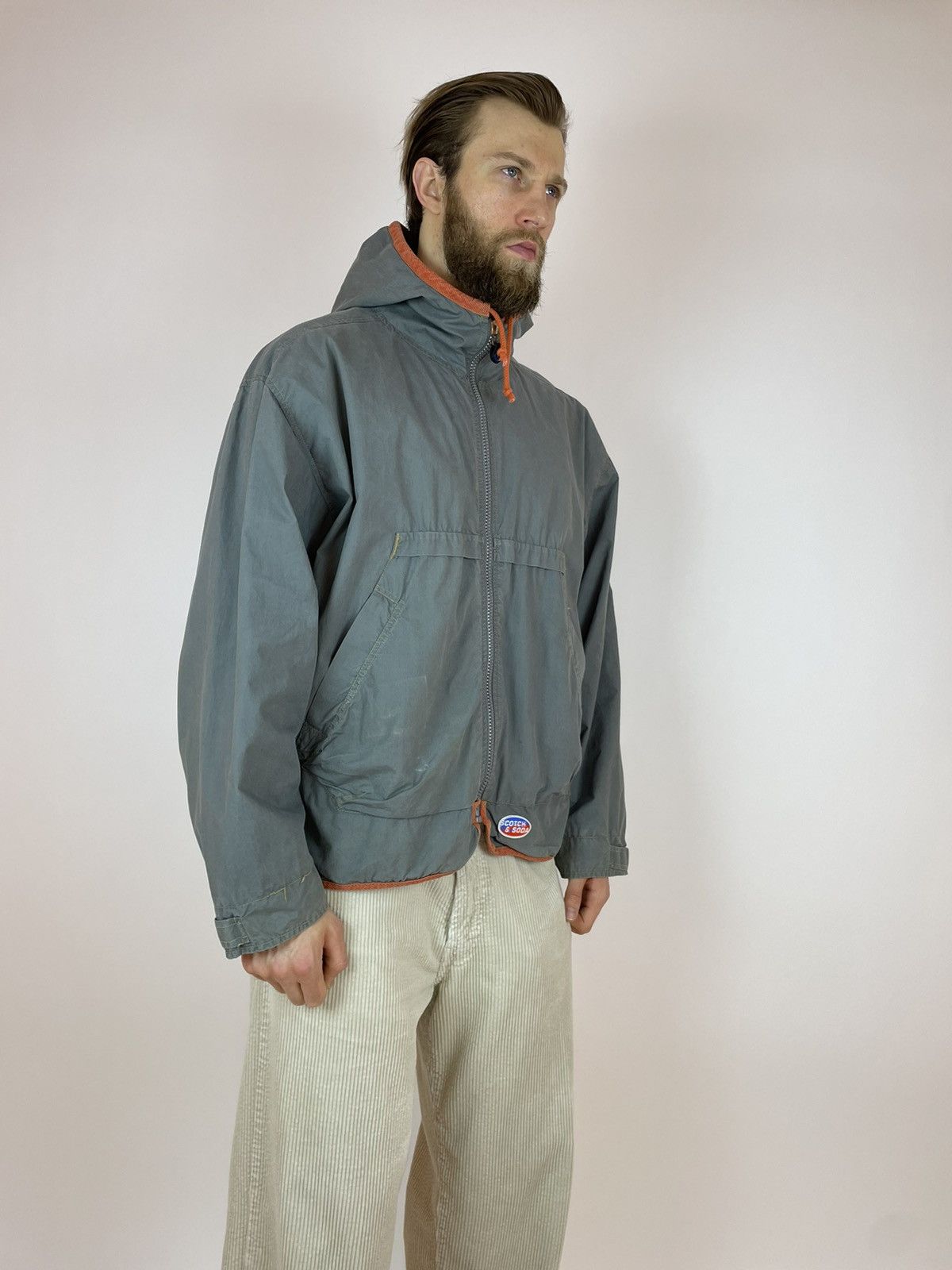 Scotch & Soda SCOTCH SODA VINTAGE HOODED JACKET Washed Gray Mens size L Size US L / EU 52-54 / 3 - 3 Thumbnail