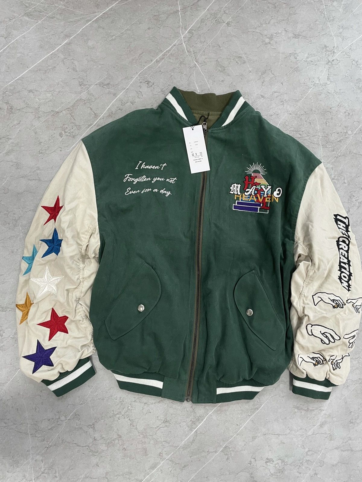 image of Mayo Reversible Bomber Jacket in Green, Men's (Size Large)