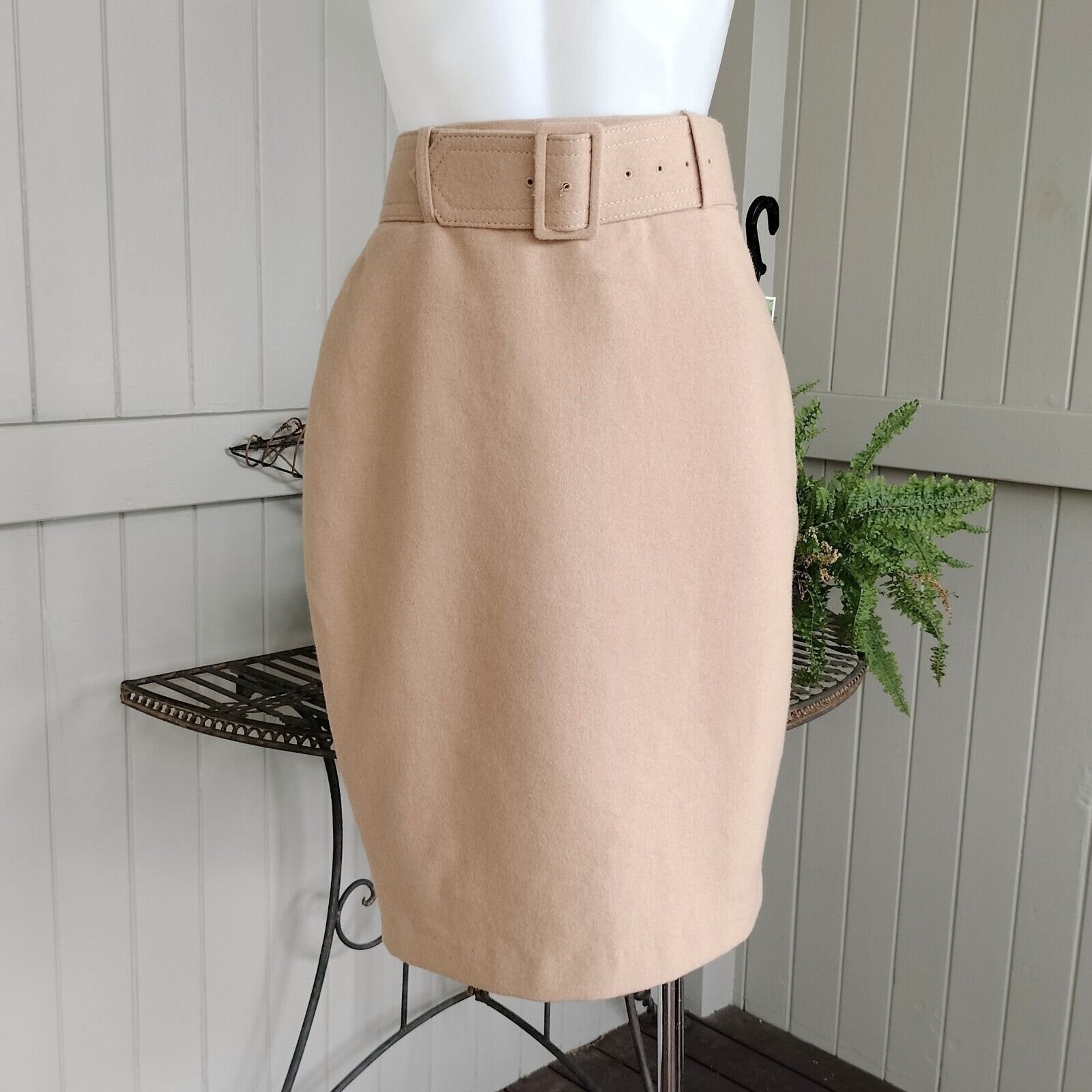 Designer Korean Brand Skirt High Waist Knit Wool Blend Pencil Belted Size 27" / US 4 / IT 40 - 1 Thumbnail