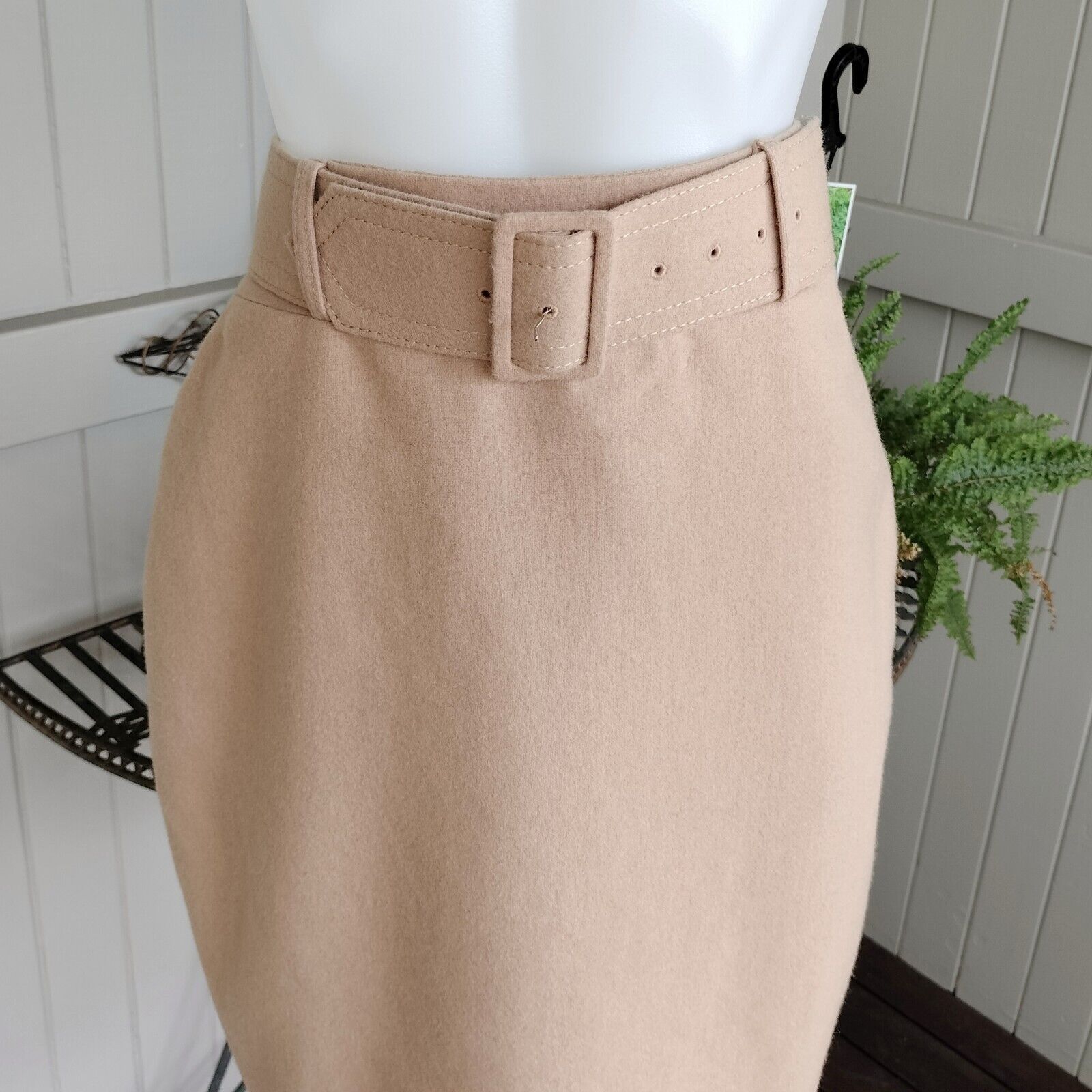Designer Korean Brand Skirt High Waist Knit Wool Blend Pencil Belted Size 27" / US 4 / IT 40 - 3 Thumbnail
