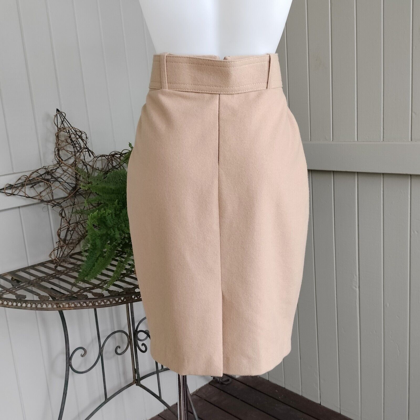 Designer Korean Brand Skirt High Waist Knit Wool Blend Pencil Belted Size 27" / US 4 / IT 40 - 2 Thumbnail