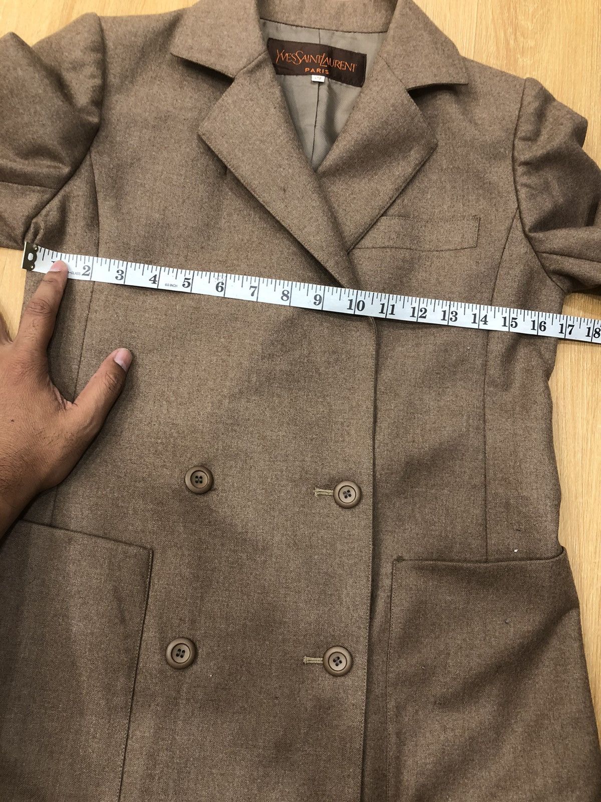 Tom Ford Vtg Yves Saint Laurent Paris Double Breasted Blazer Coat Size 34R - 10 Thumbnail