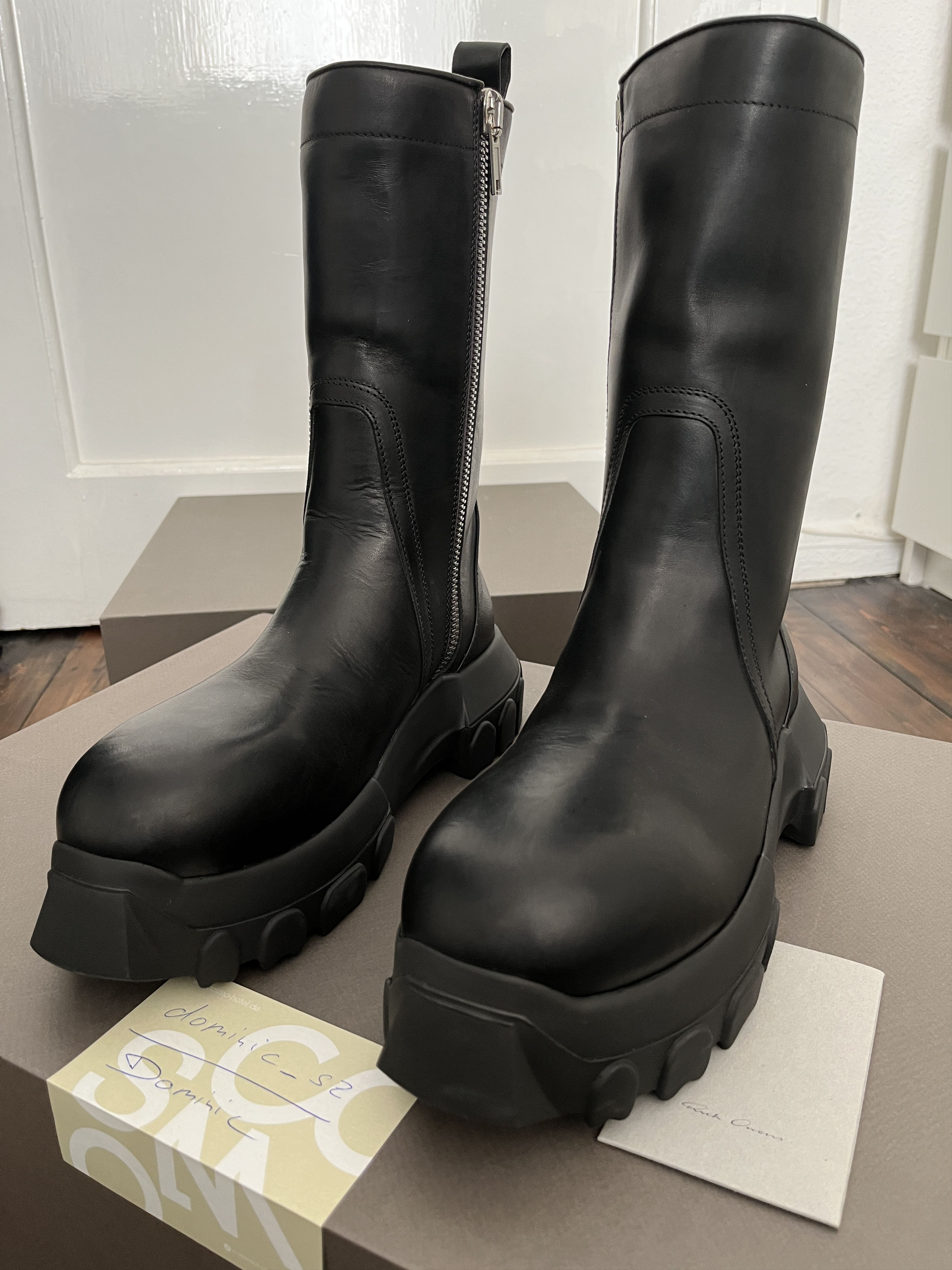 Rick Owens RICK OWENS BLACK CREEPER BOZO TRACTOR BOOTS | Grailed