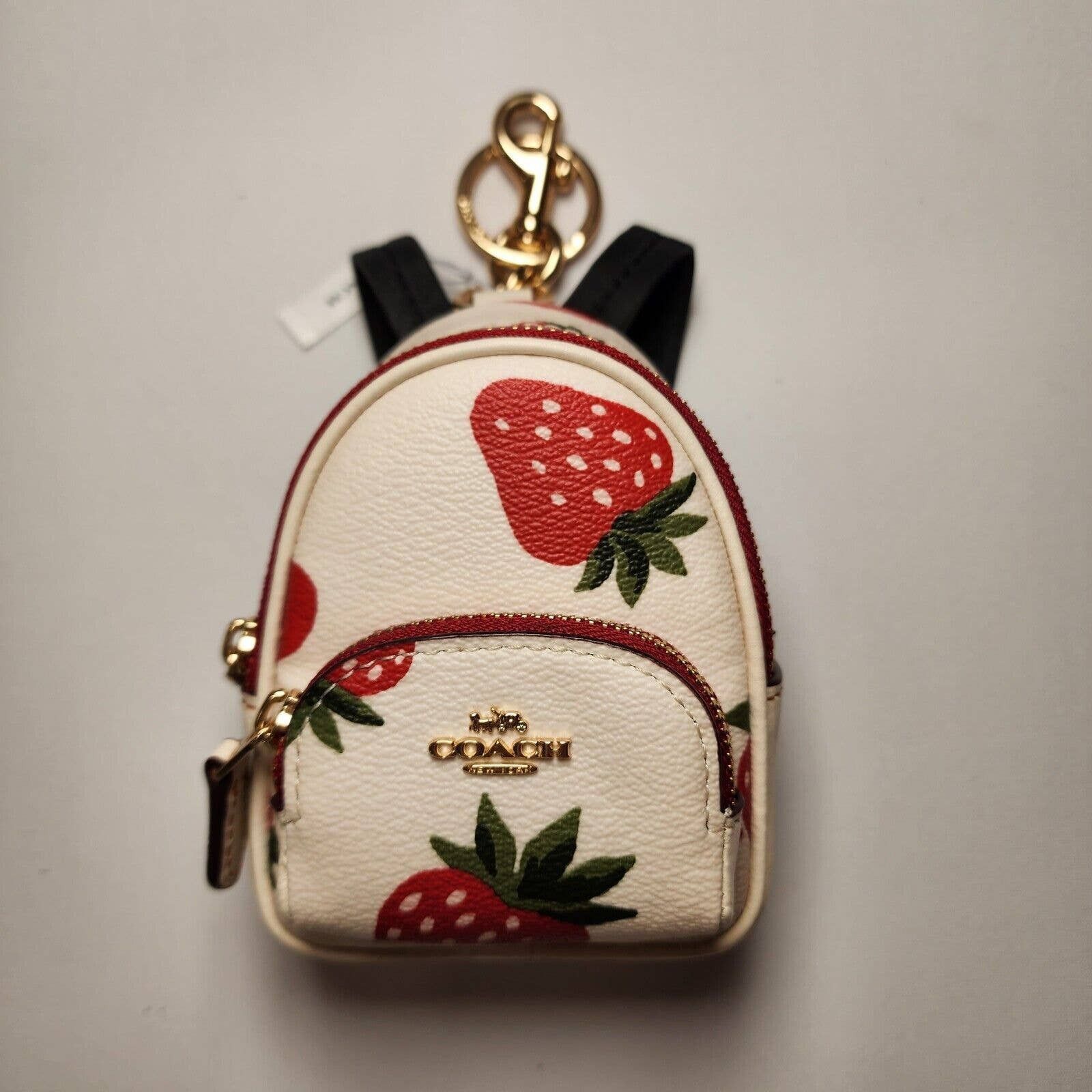 Coach hotsell Wild Strawberry Print Mini Backpack Keychain Fob Bag Charm NWT