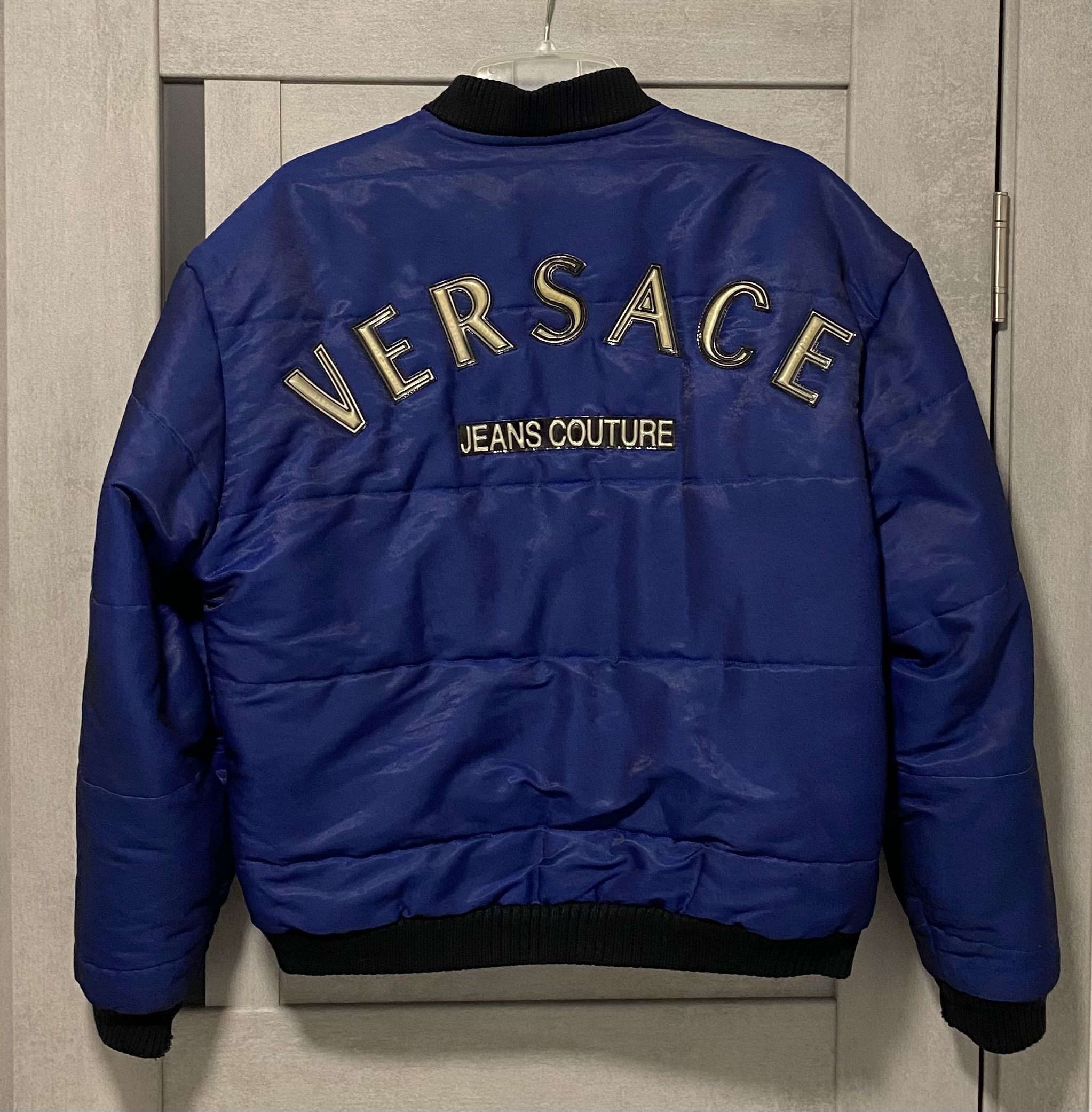 image of Vintage Versace Jeans Couture Bomber Jacket in Navy, Men's (Size Large)