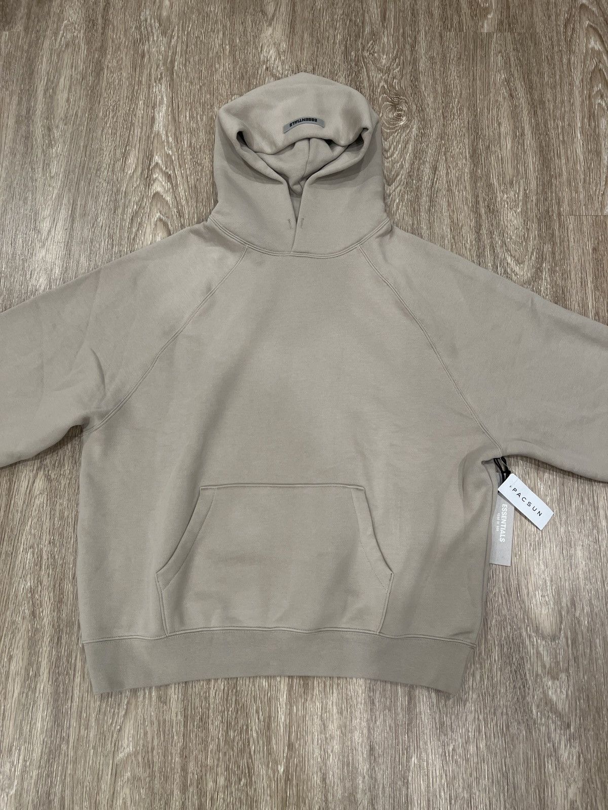 Pacsun Fear of God Essentials Reflective Hoodie Tan | Grailed