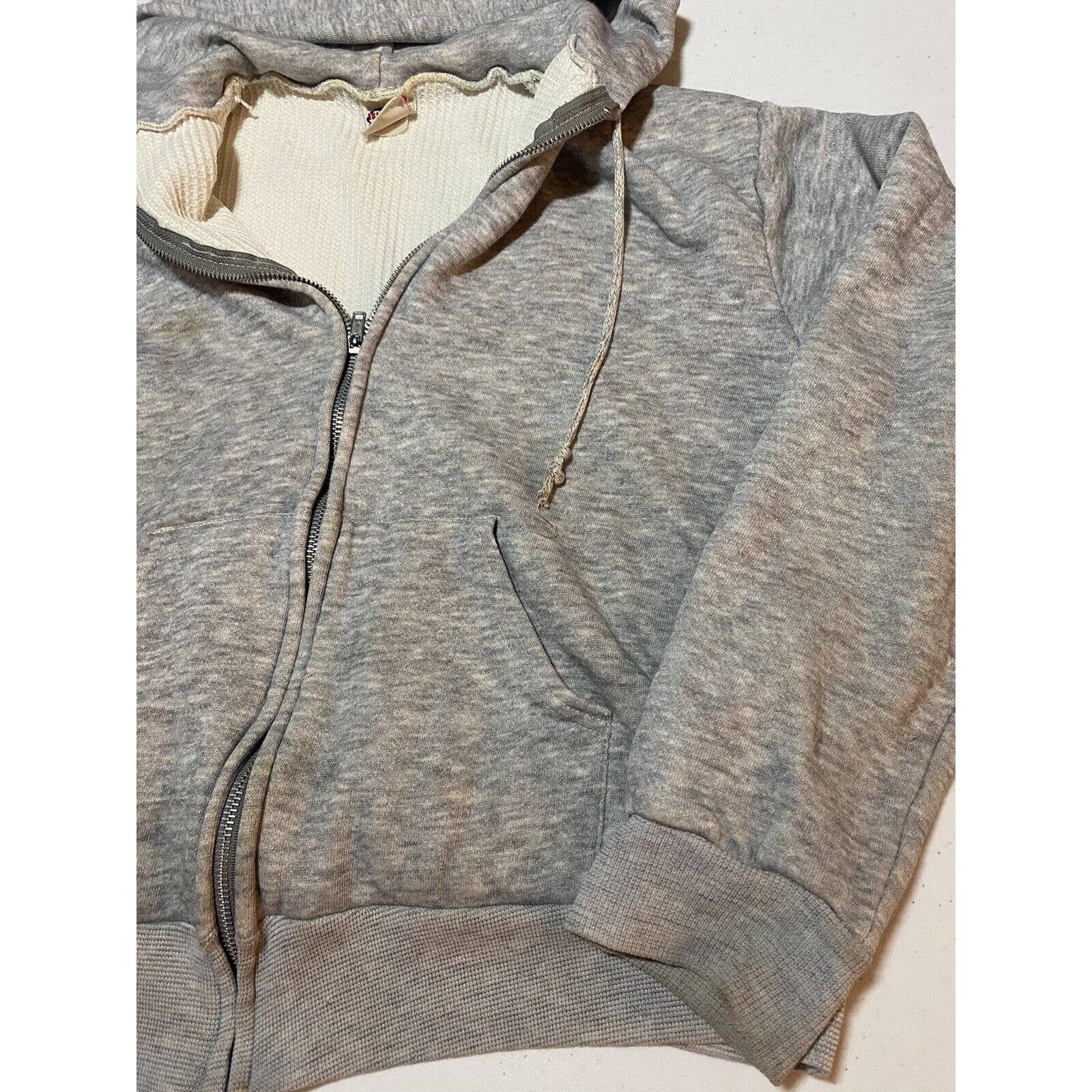 Vintage Vtg 70s Bassett Walker M Full Zip Hoodie Thermal