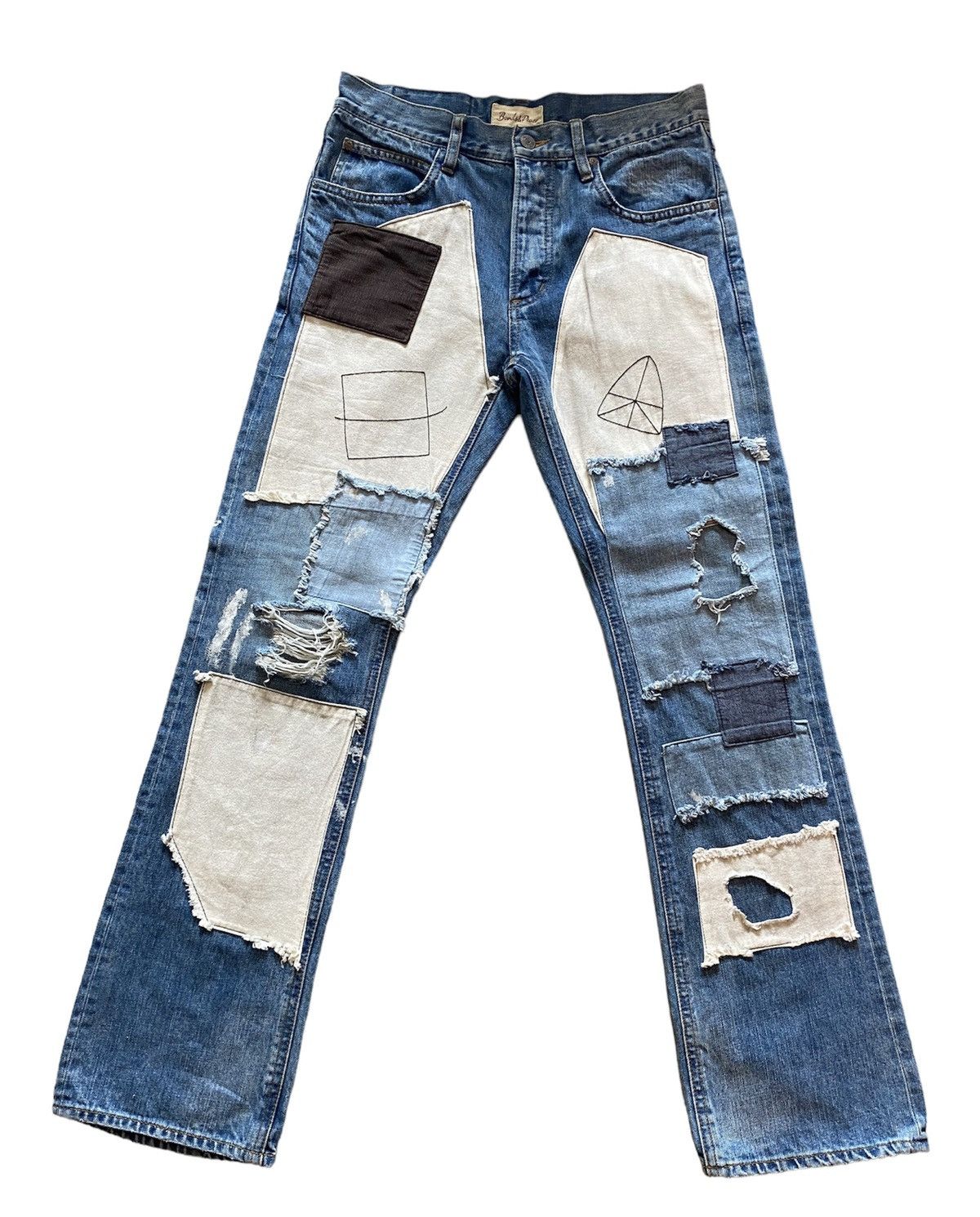 Designer × Japanese Brand Bonds&Peace patchwork denim Size US 30 / EU 46 - 1 Thumbnail
