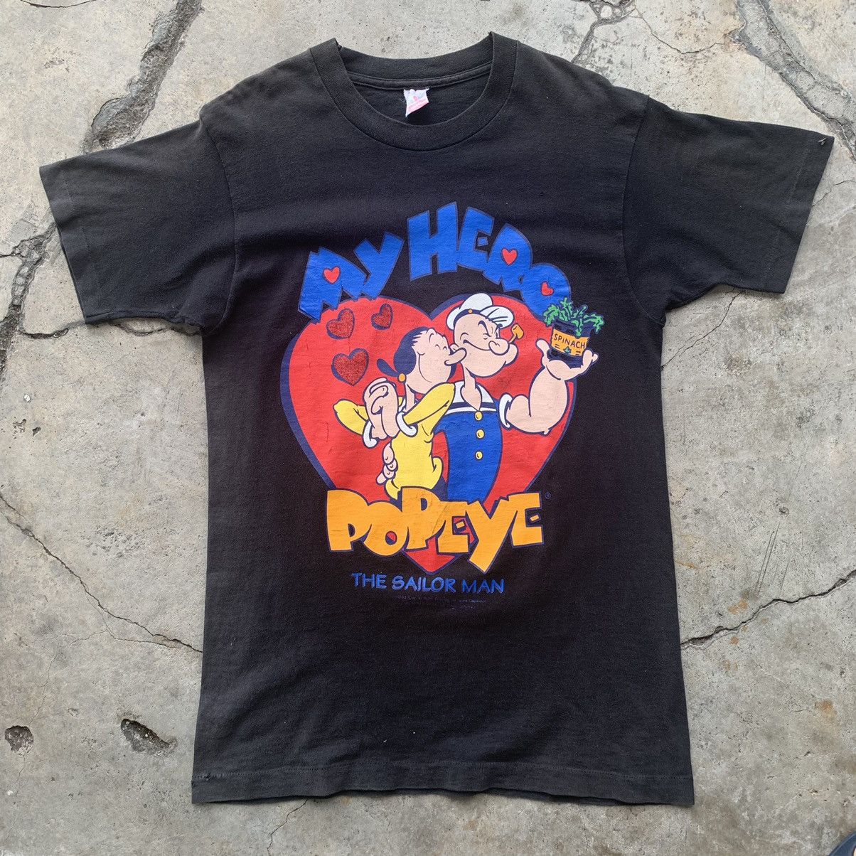 Fruit Of The Loom Popeye vintage 90s black tshirt tee Size US M / EU 48-50 / 2 - 10 Thumbnail