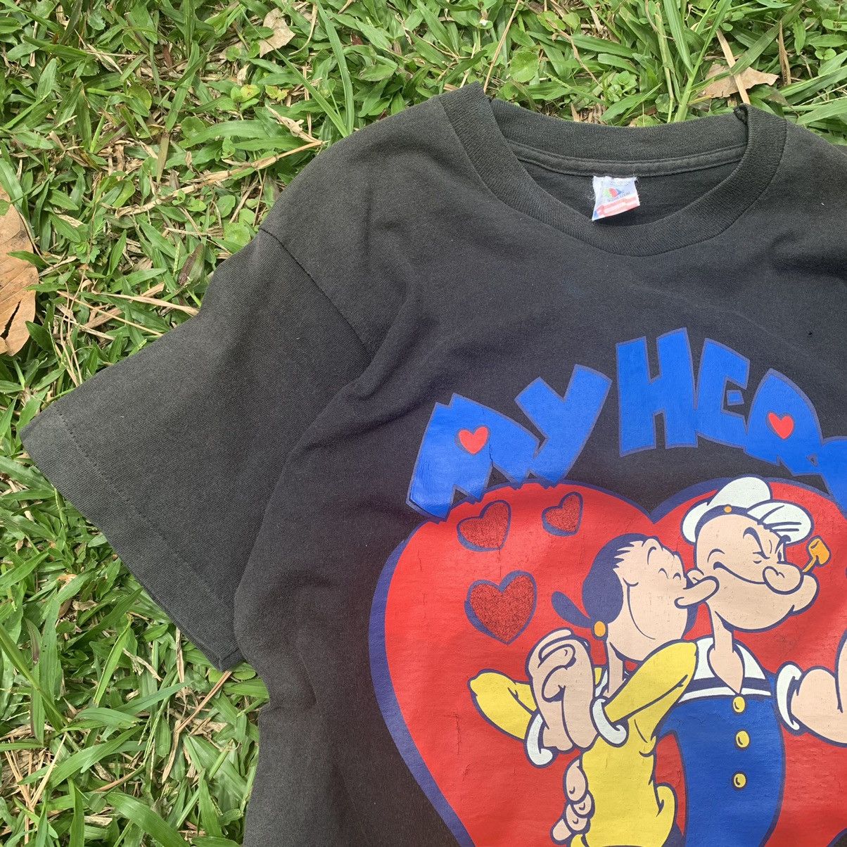 Fruit Of The Loom Popeye vintage 90s black tshirt tee Size US M / EU 48-50 / 2 - 18 Thumbnail
