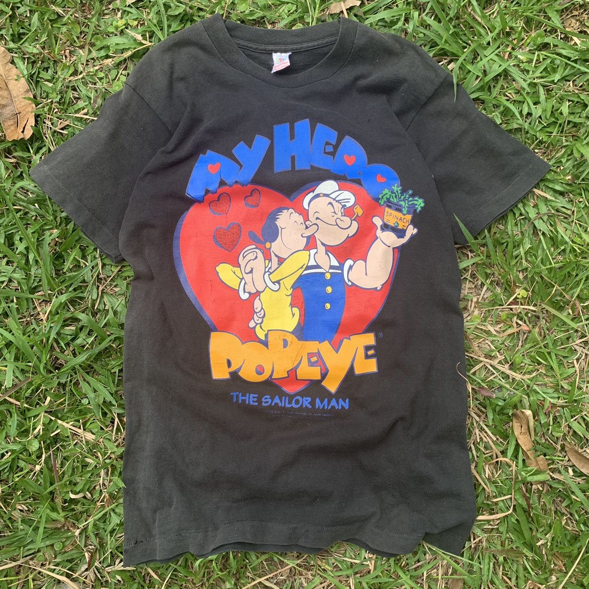 Fruit Of The Loom Popeye vintage 90s black tshirt tee Size US M / EU 48-50 / 2 - 6 Thumbnail