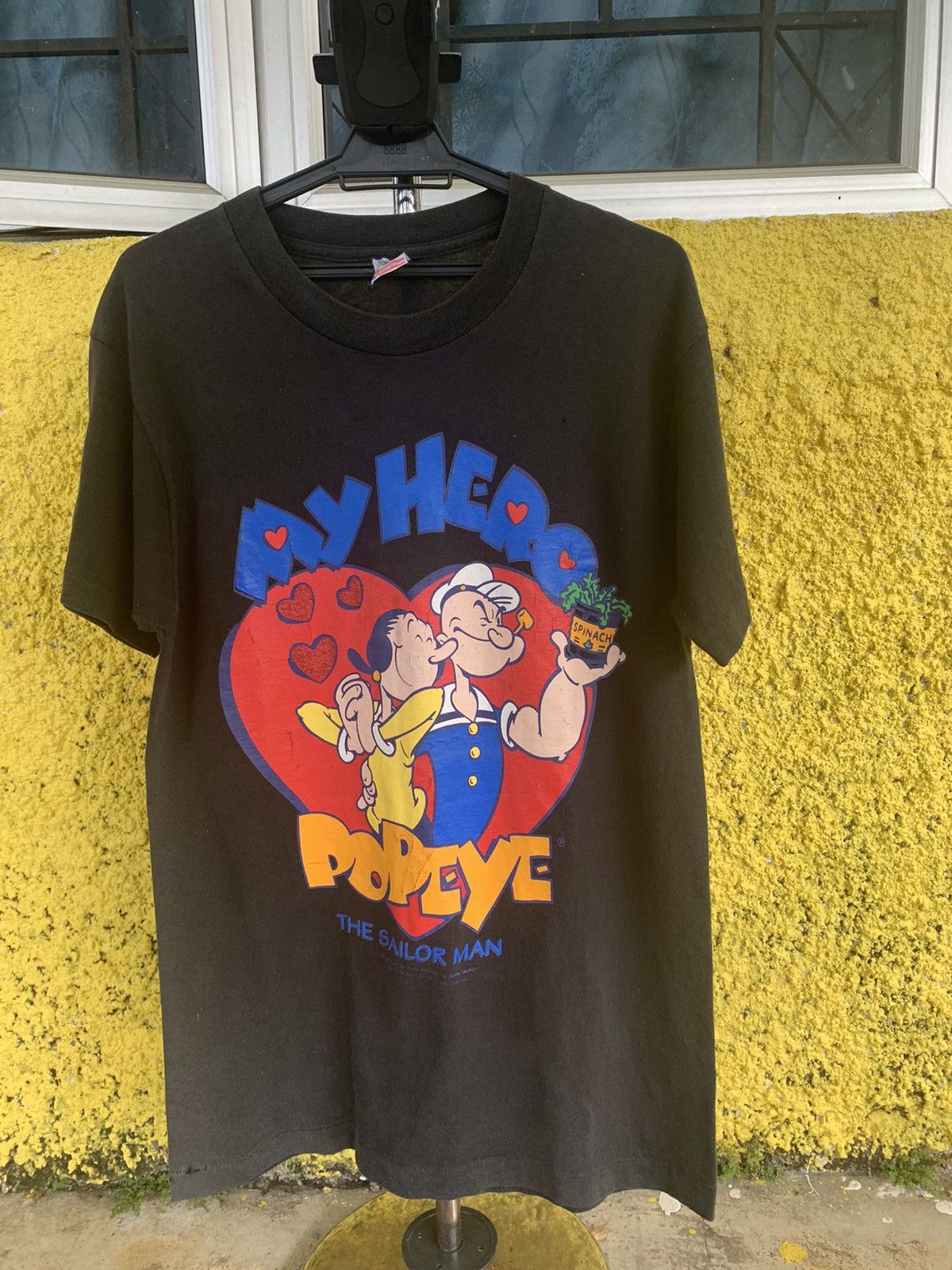 Fruit Of The Loom Popeye vintage 90s black tshirt tee Size US M / EU 48-50 / 2 - 19 Thumbnail