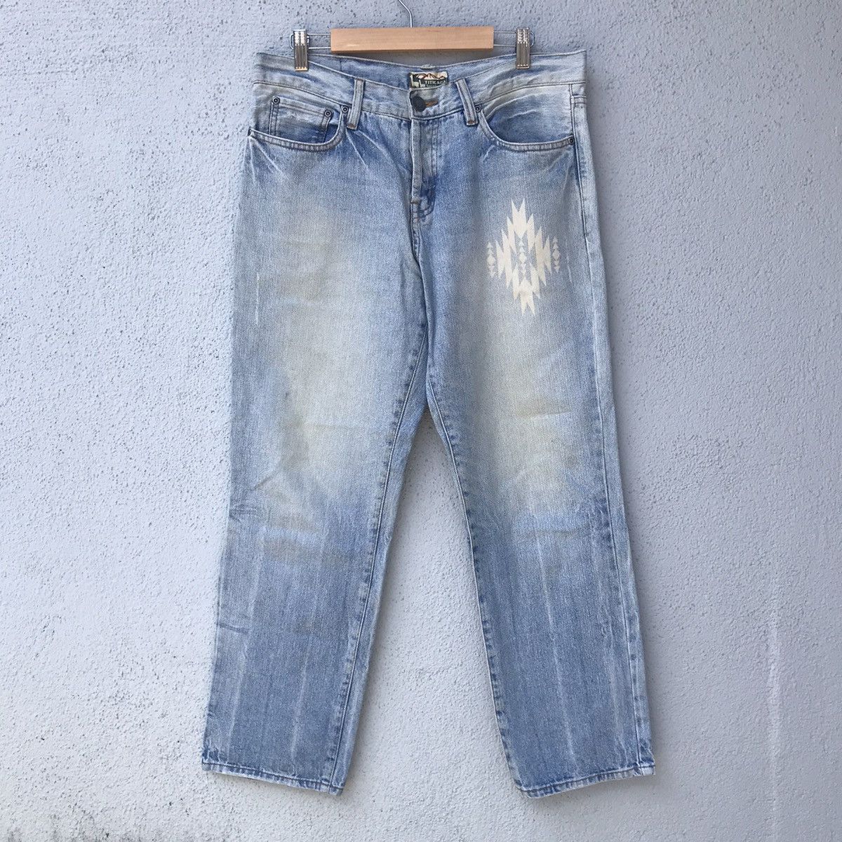 image of Vintage Titicaca Native American Earth Tone Jeans in Faded Blue, Men's (Size 33)